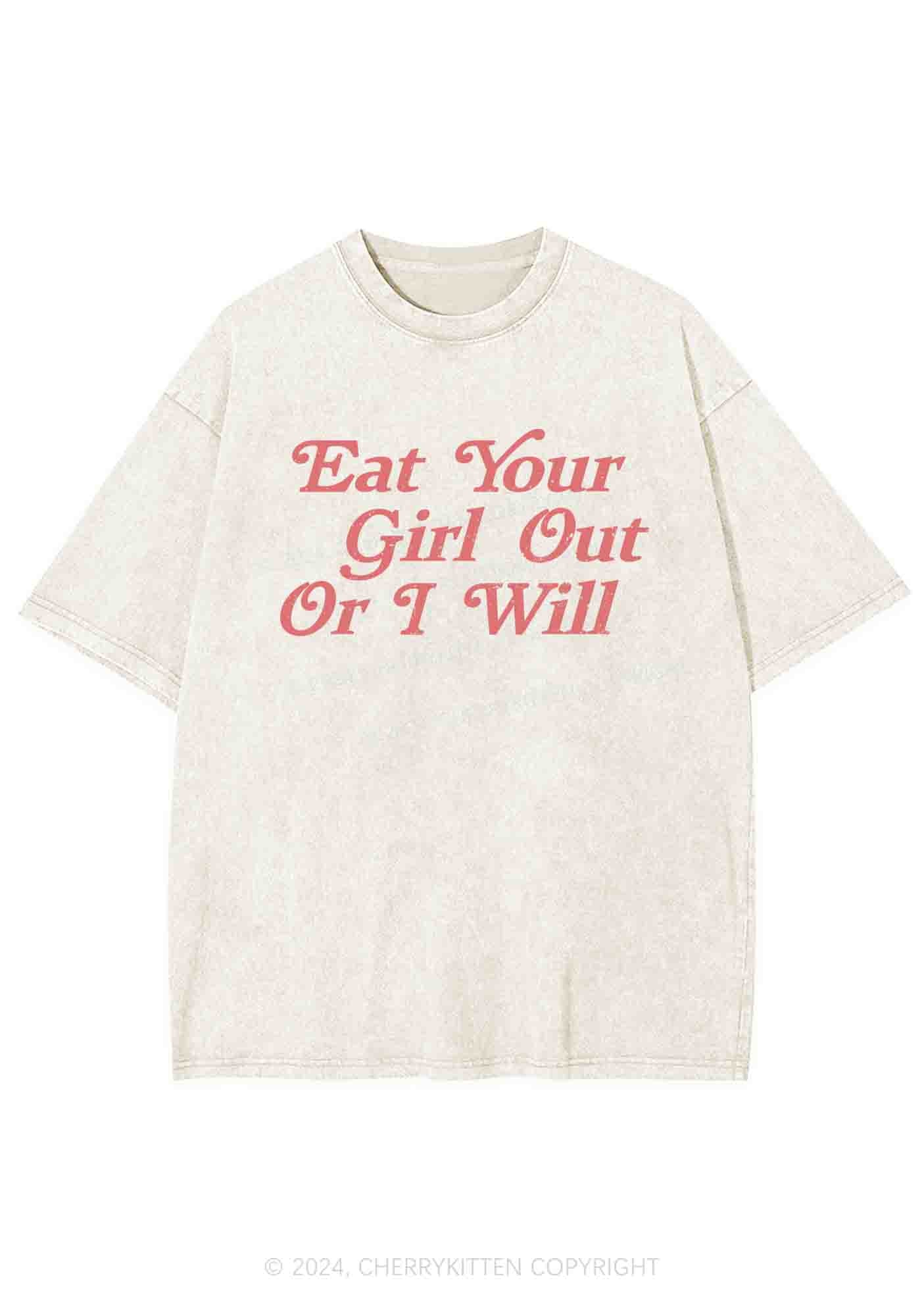 Eat Your Girl Out Y2K Washed Tee Cherrykitten - Image 4