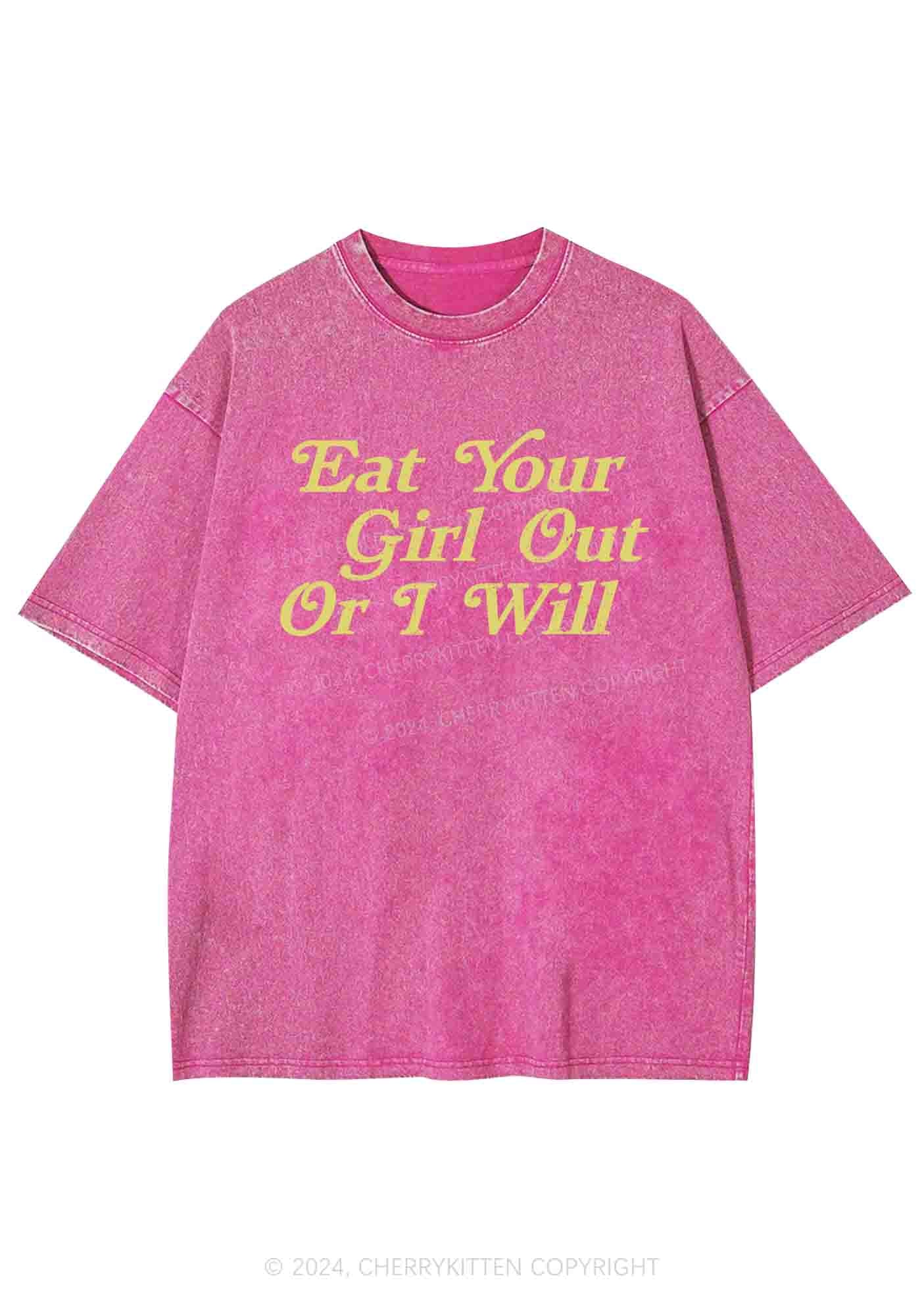 Eat Your Girl Out Y2K Washed Tee Cherrykitten - Image 5