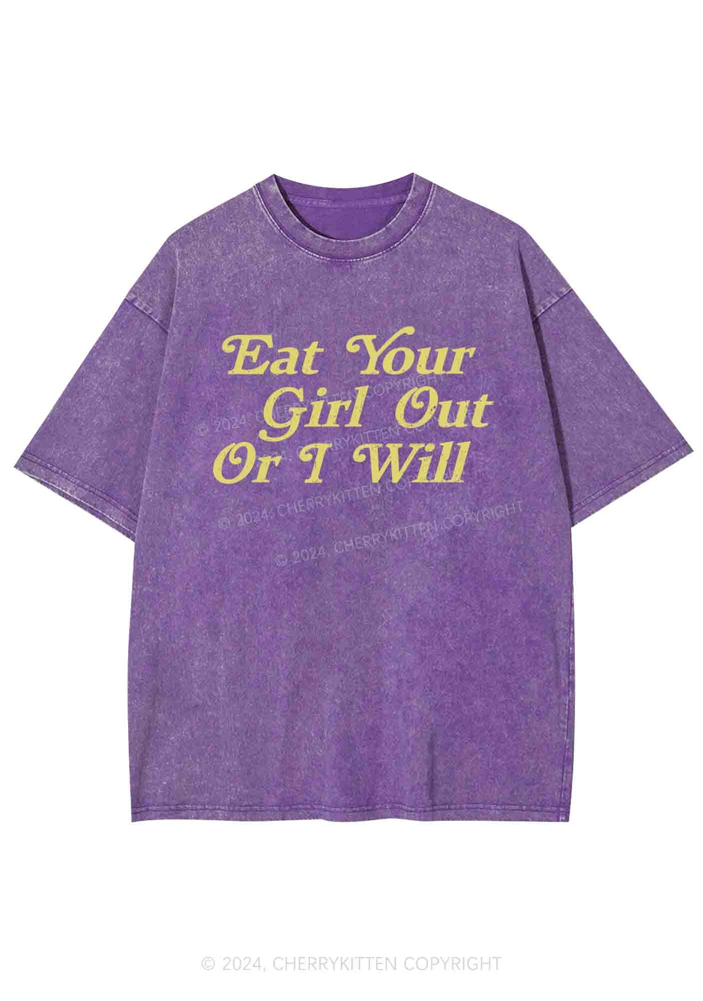 Eat Your Girl Out Y2K Washed Tee Cherrykitten - Image 6