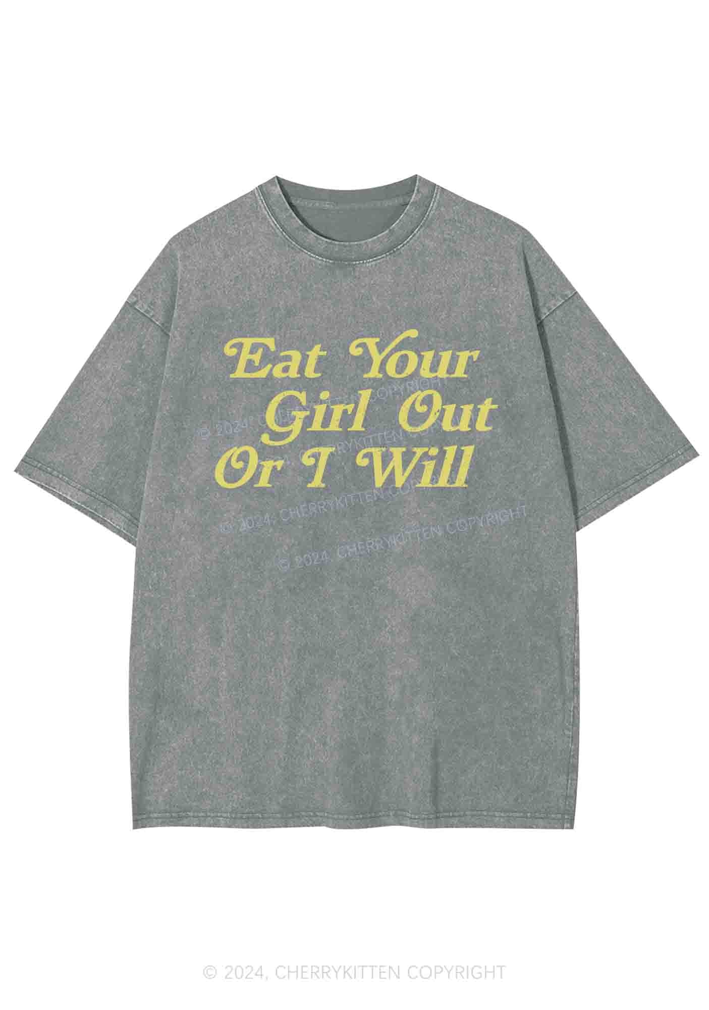 Eat Your Girl Out Y2K Washed Tee Cherrykitten - Image 7
