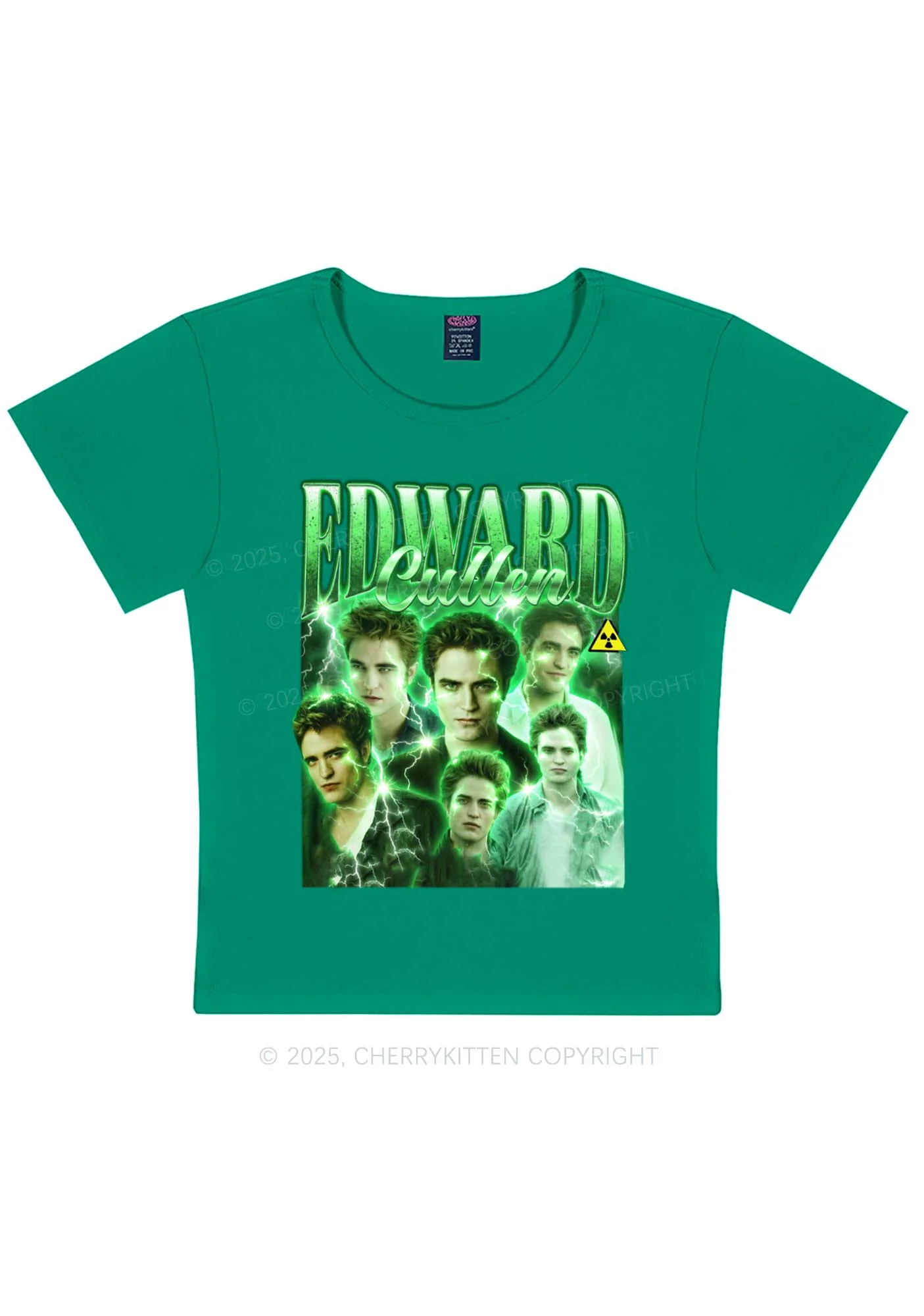 EC Green Lightning Y2K Baby Tee Cherrykitten - Image 4
