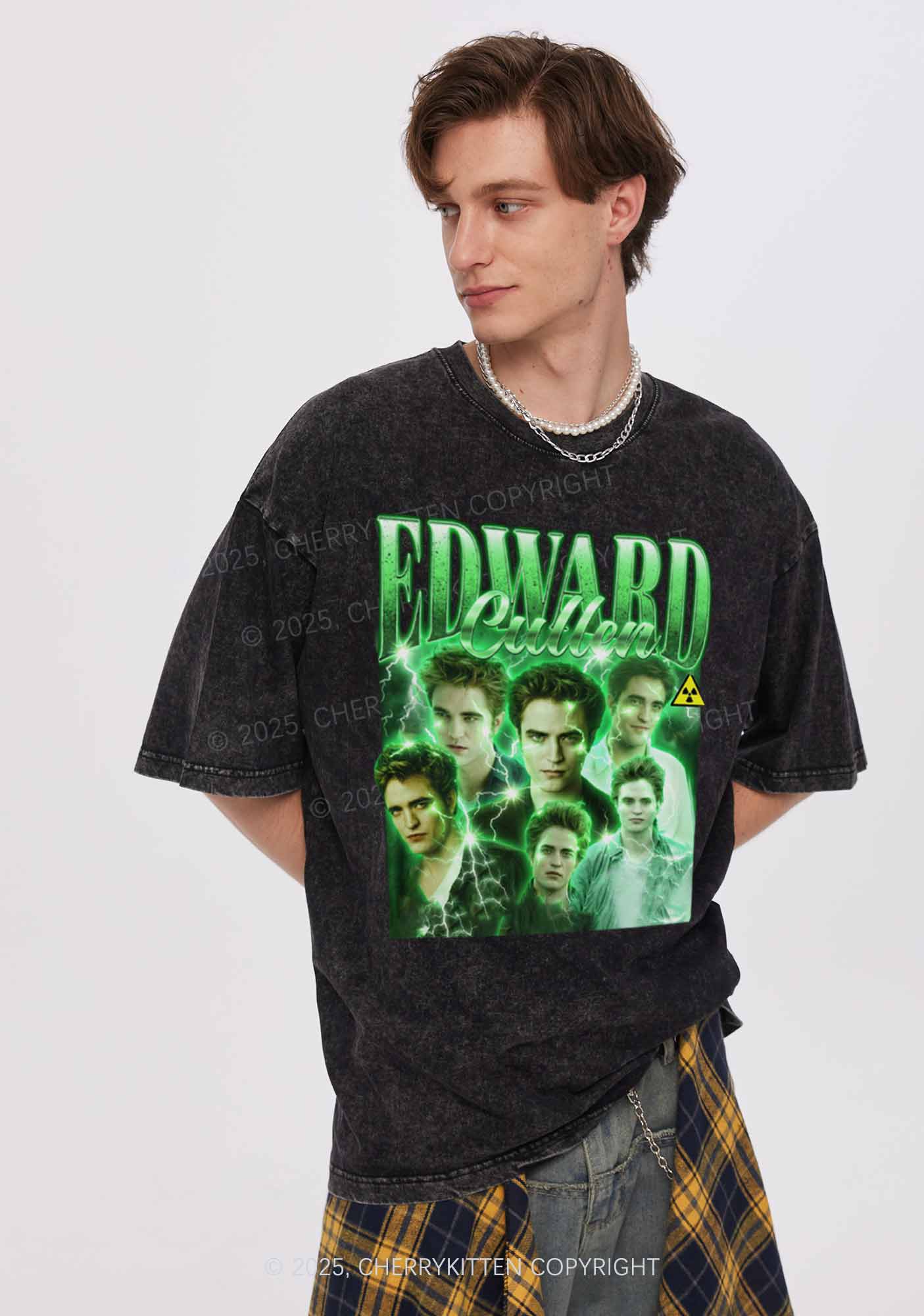 EC Green Lightning Y2K Shirts Washed Tee Cherrykitten - Image 2