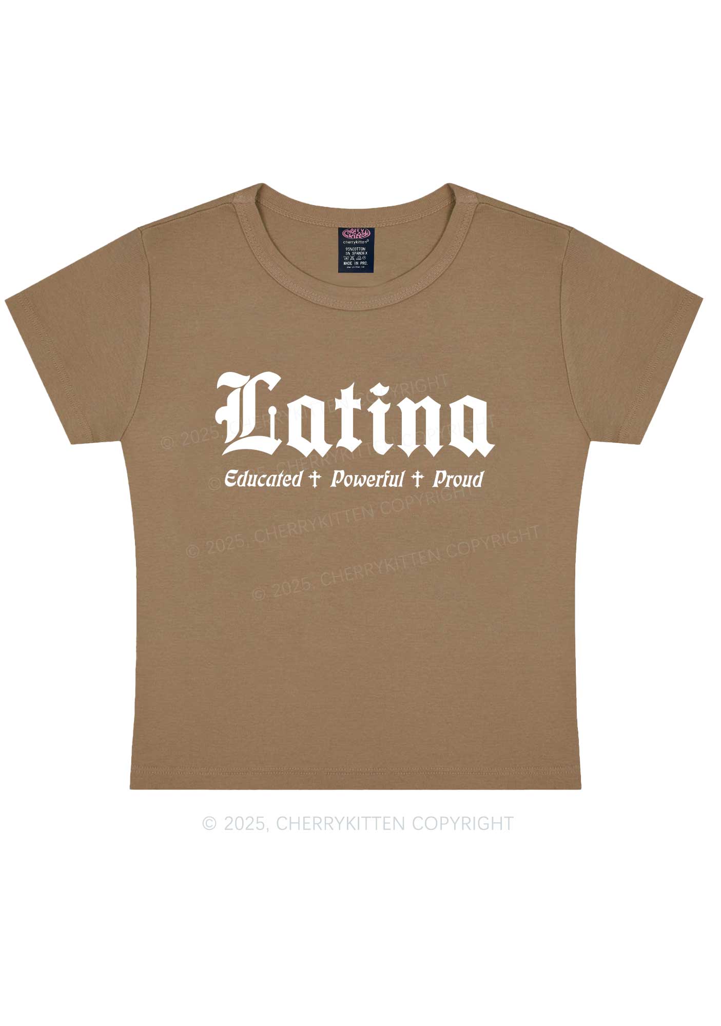 Educated Powerful Proud Latina Y2K Baby Tee Cherrykitten - Image 10