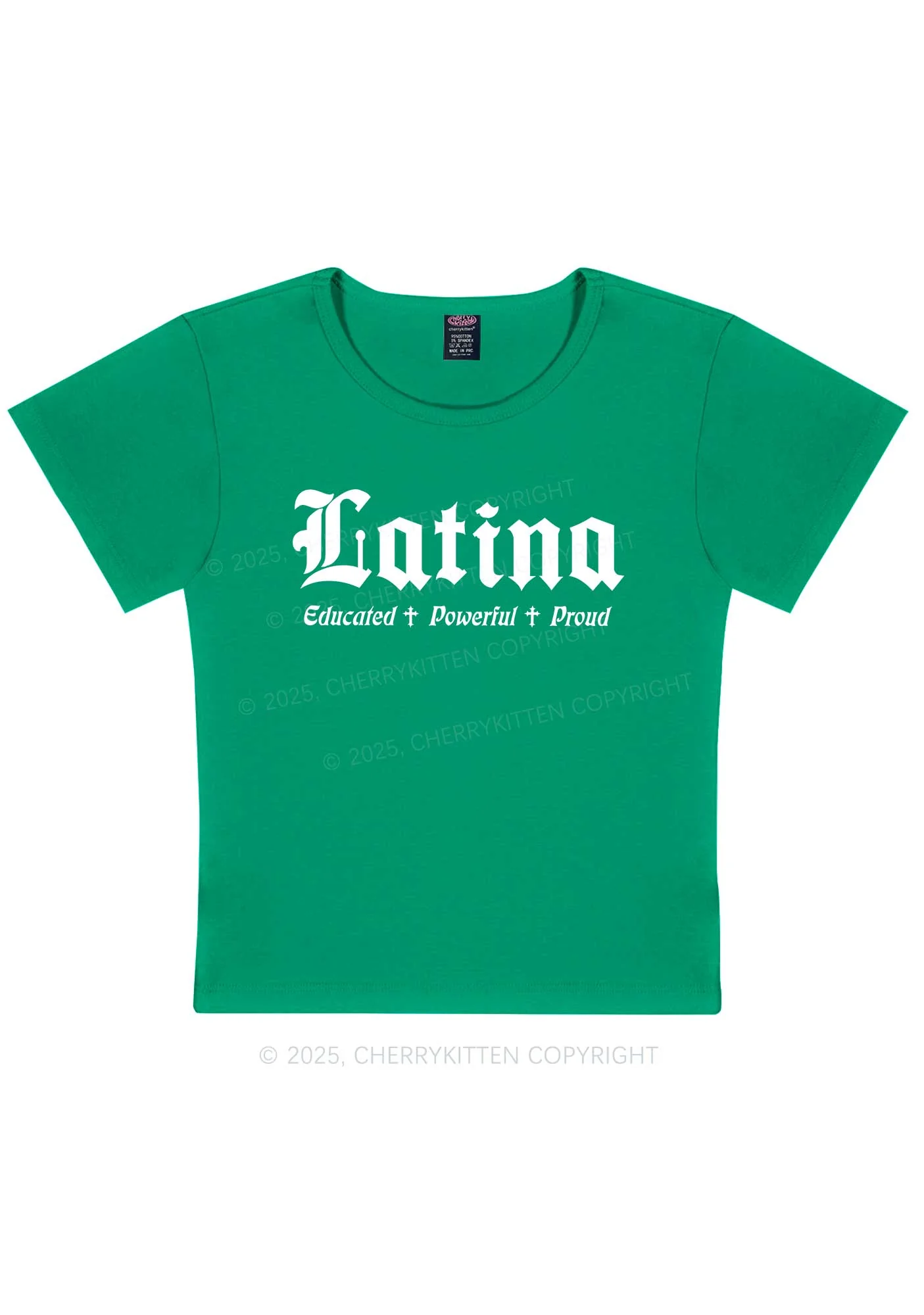 Educated Powerful Proud Latina Y2K Baby Tee Cherrykitten - Image 11