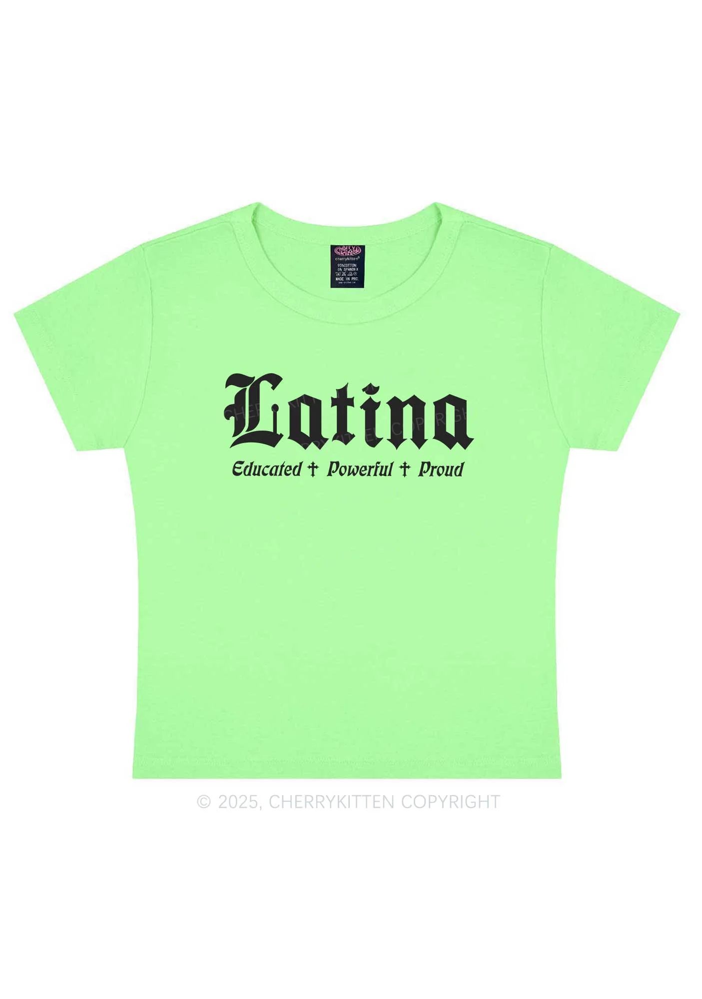 Educated Powerful Proud Latina Y2K Baby Tee Cherrykitten - Image 13