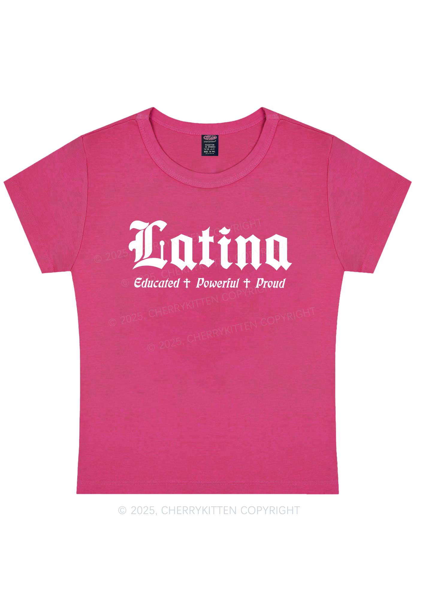 Educated Powerful Proud Latina Y2K Baby Tee Cherrykitten - Image 7