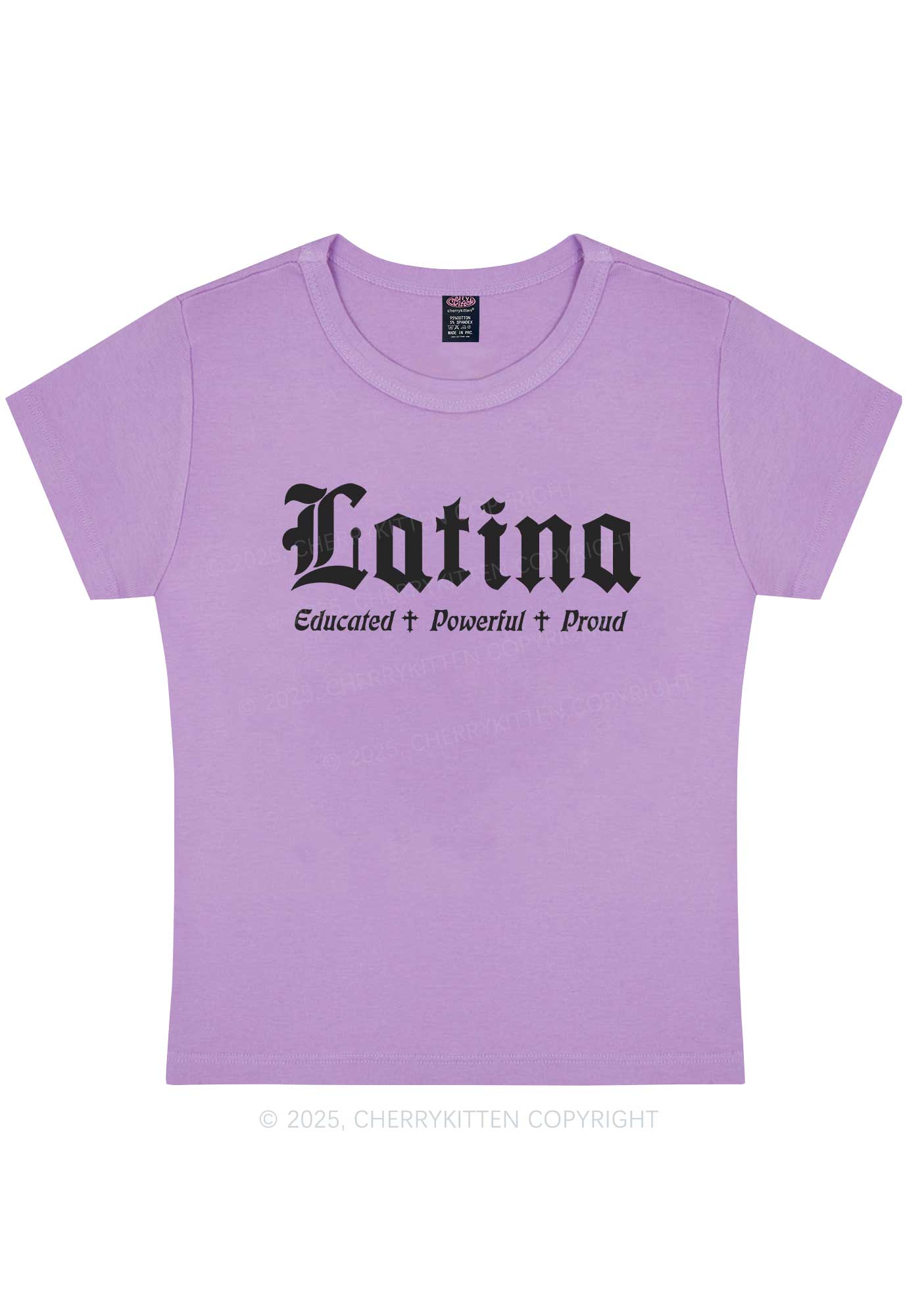 Educated Powerful Proud Latina Y2K Baby Tee Cherrykitten - Image 8