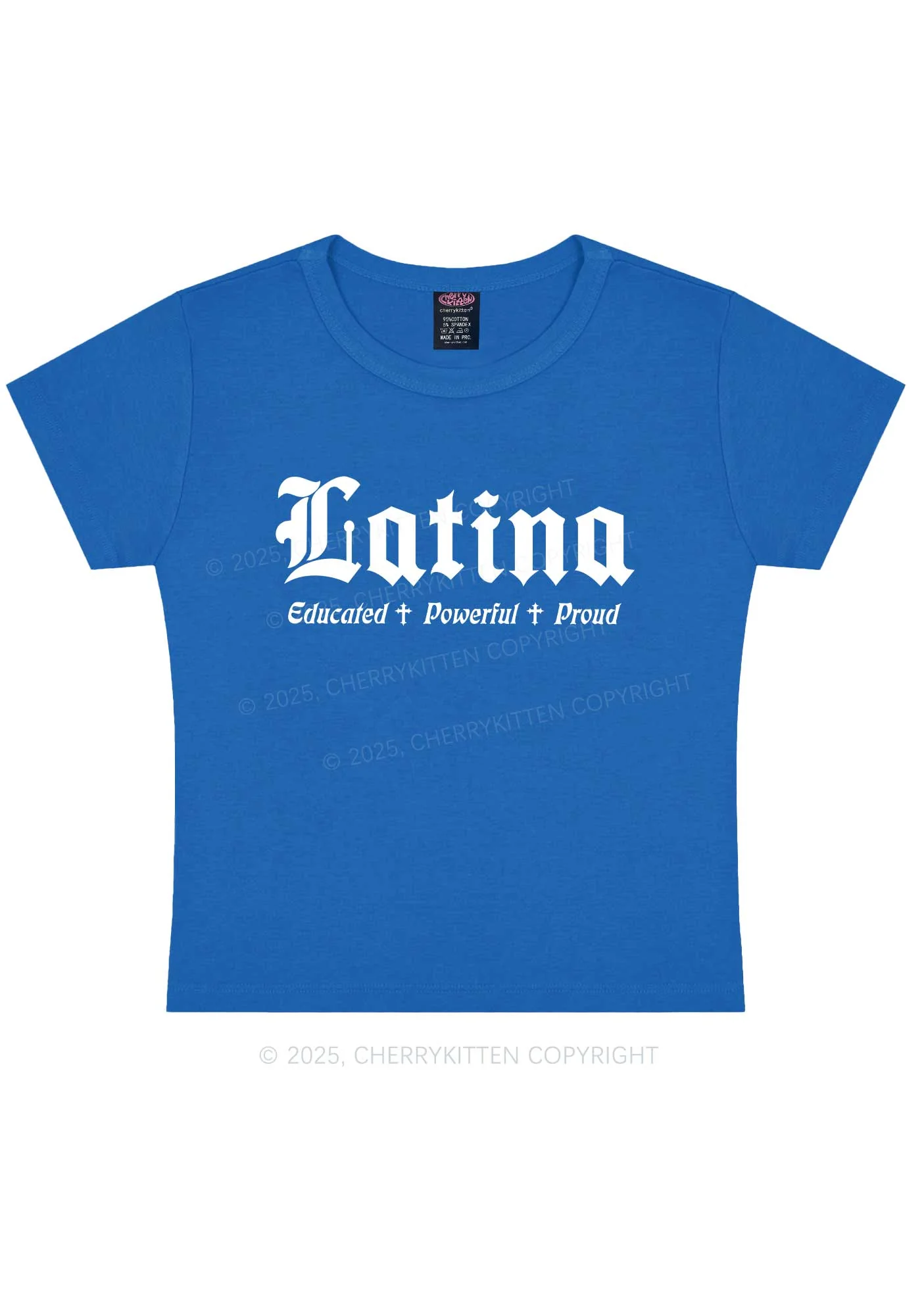 Educated Powerful Proud Latina Y2K Baby Tee Cherrykitten - Image 9