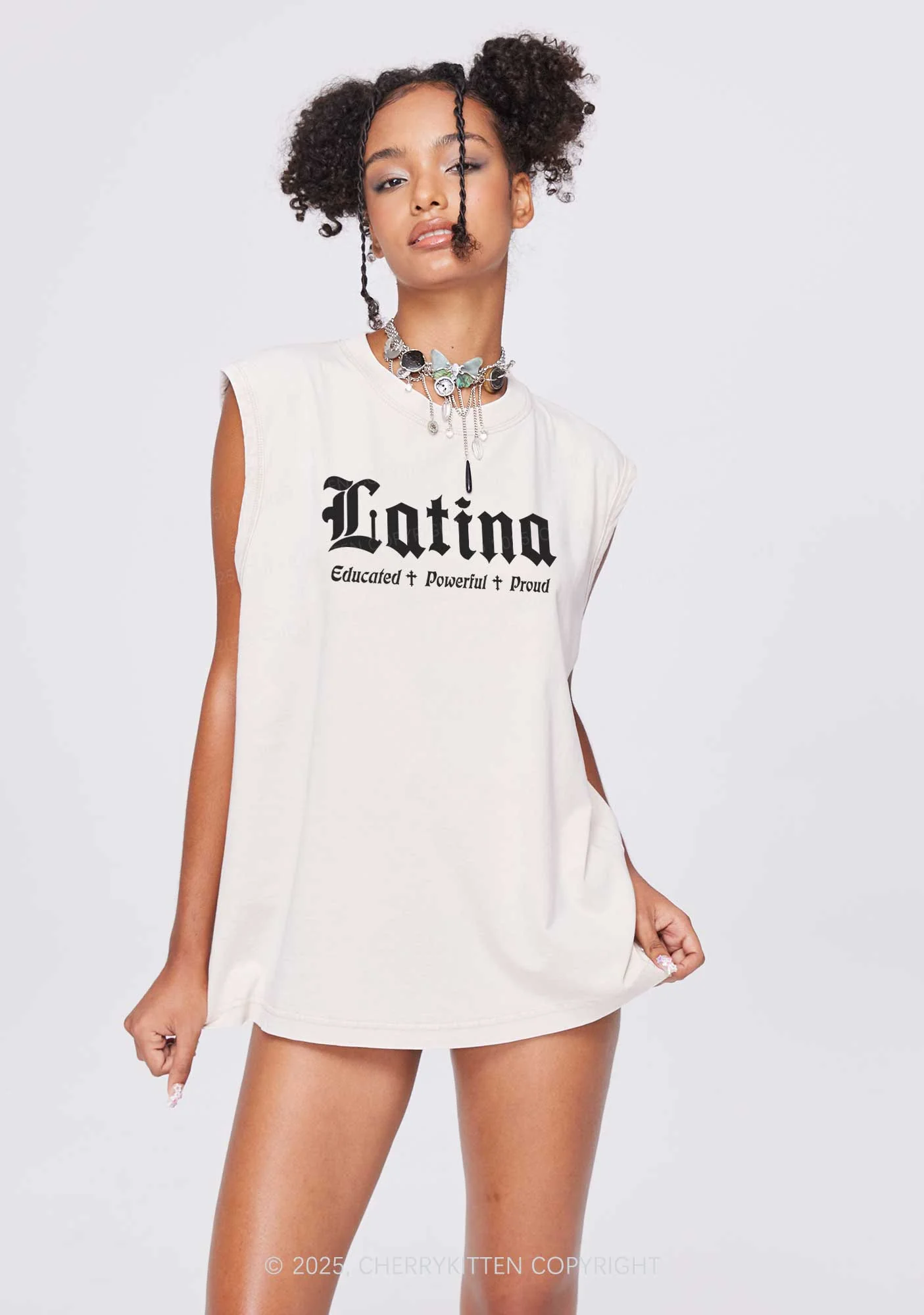 Educated Powerful Proud Latina Y2K Washed Tank Cherrykitten - Image 2