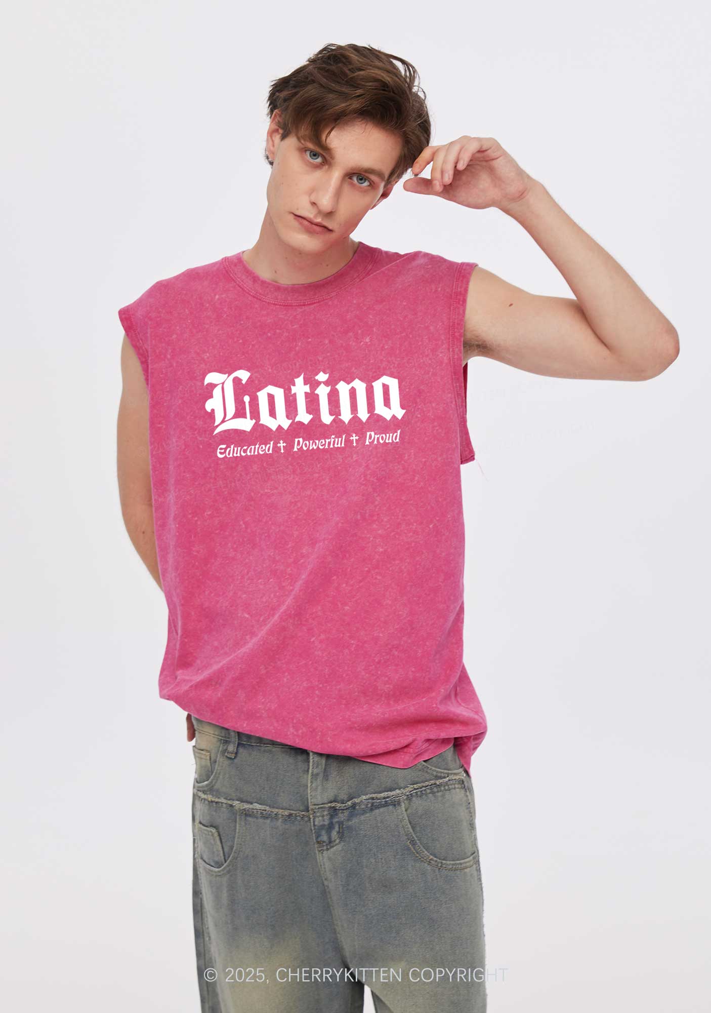 Educated Powerful Proud Latina Y2K Washed Tank Cherrykitten - Image 3