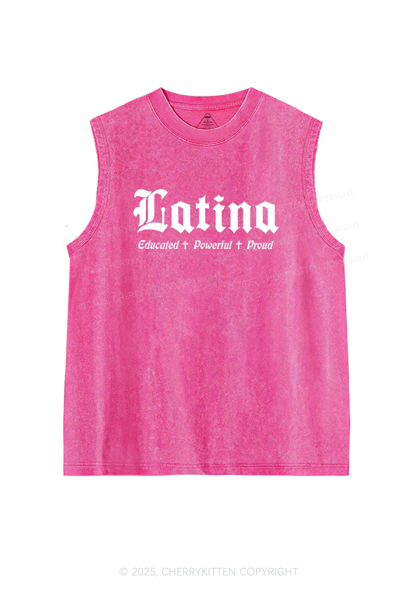 Educated Powerful Proud Latina Y2K Washed Tank Cherrykitten - Image 4