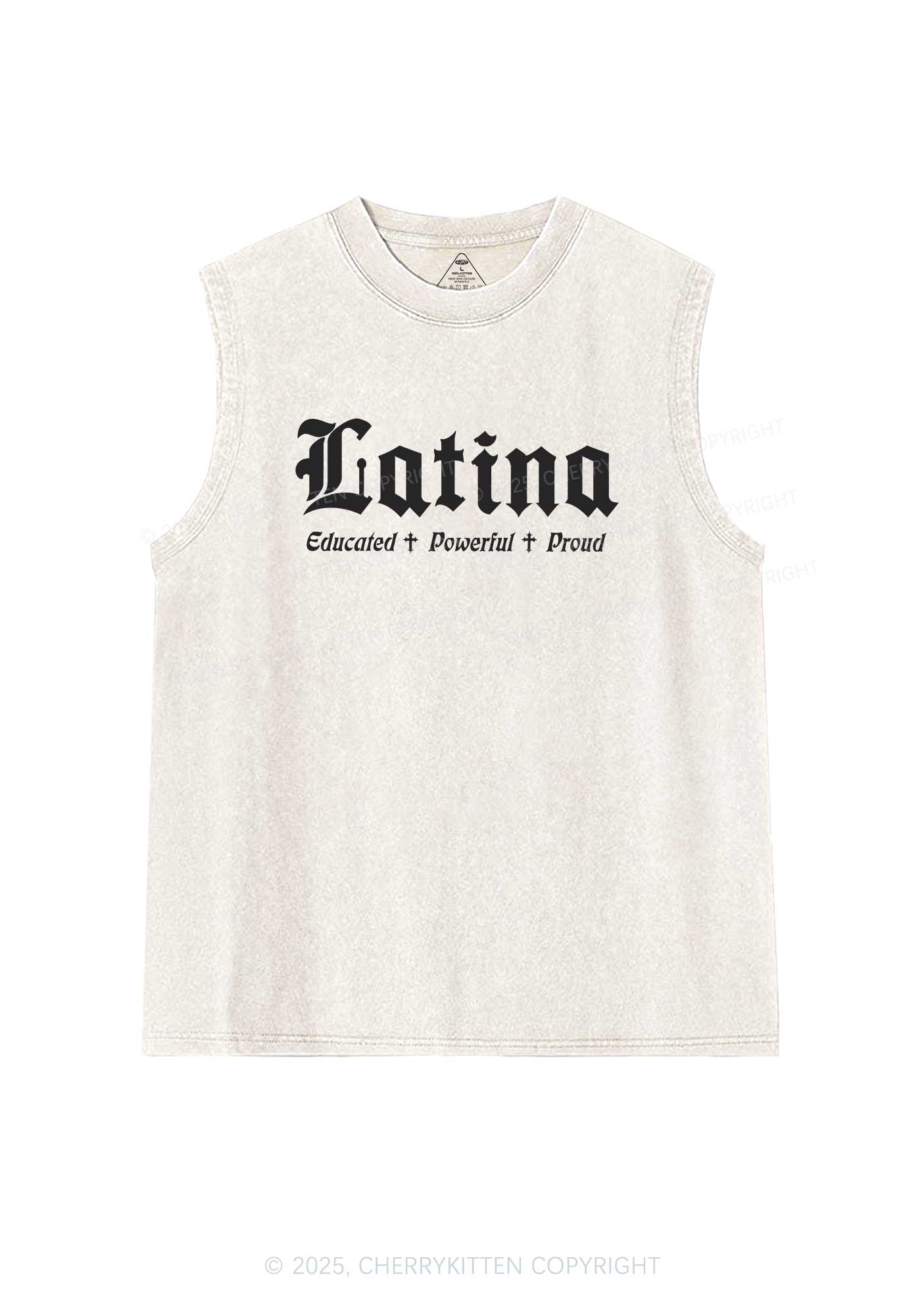 Educated Powerful Proud Latina Y2K Washed Tank Cherrykitten - Image 5