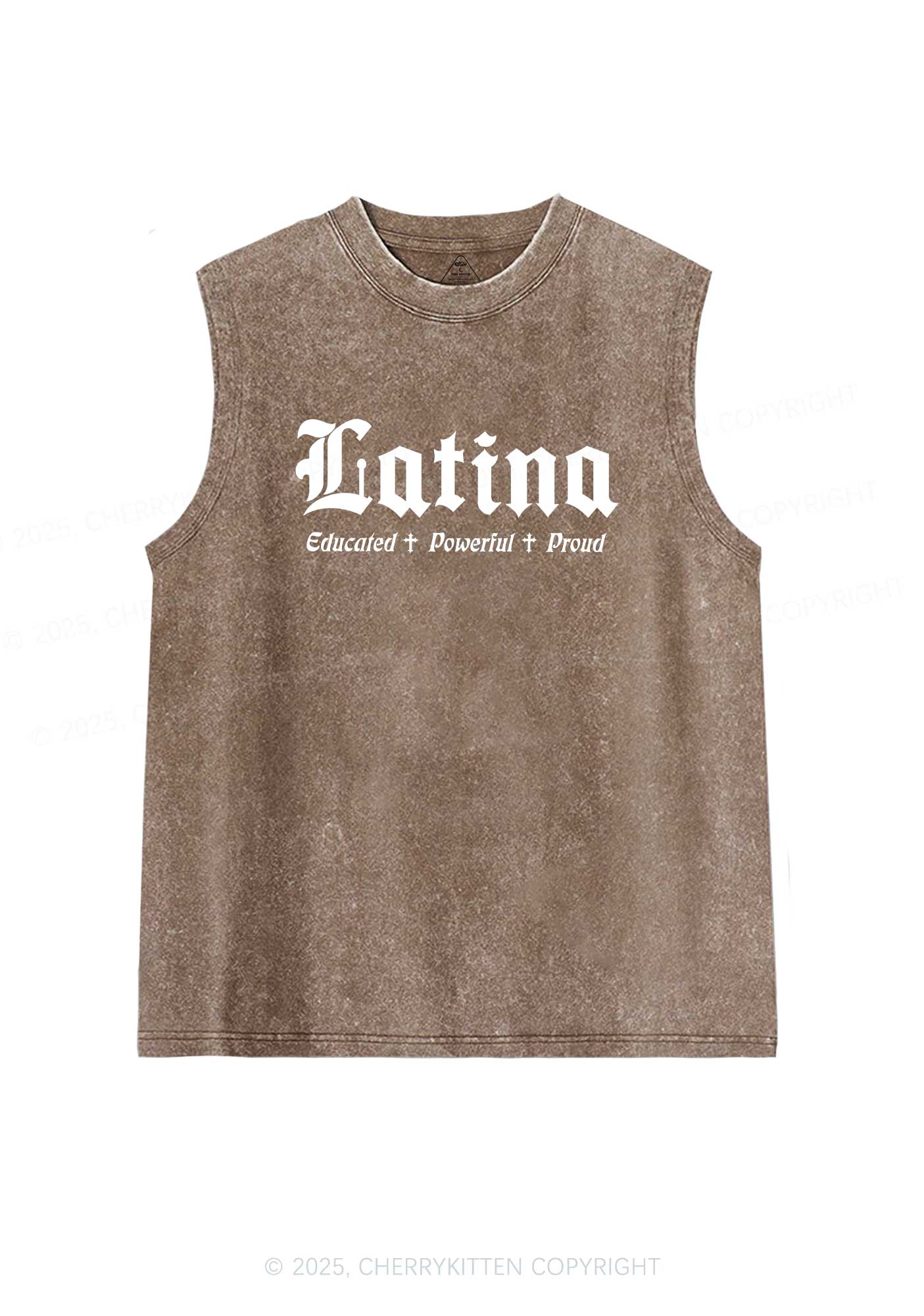 Educated Powerful Proud Latina Y2K Washed Tank Cherrykitten - Image 6