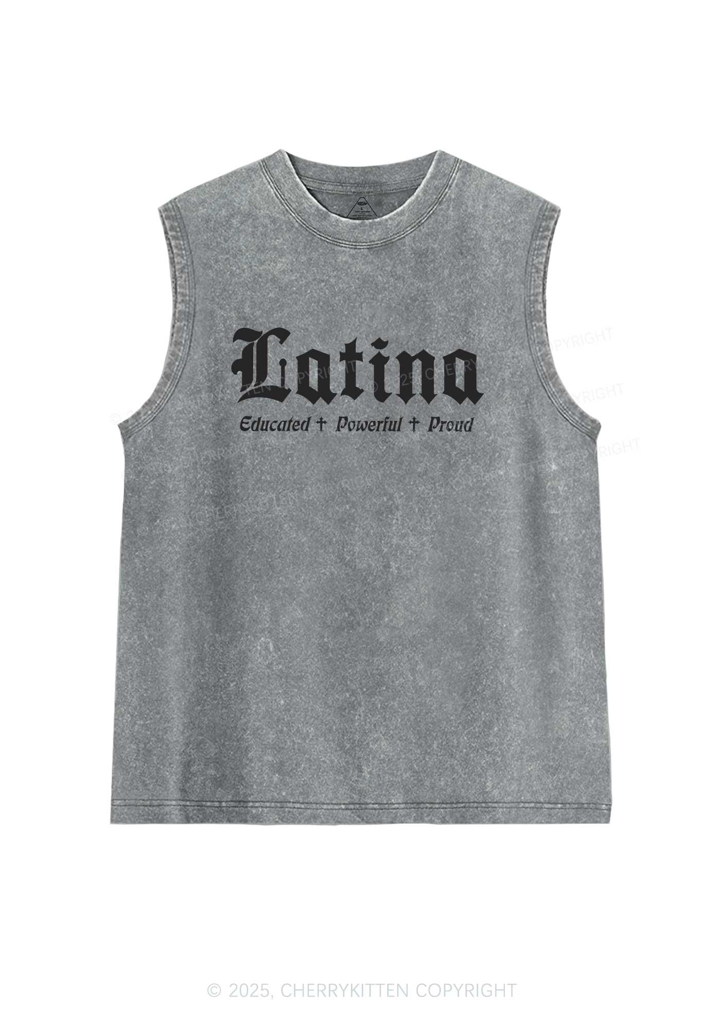 Educated Powerful Proud Latina Y2K Washed Tank Cherrykitten - Image 7