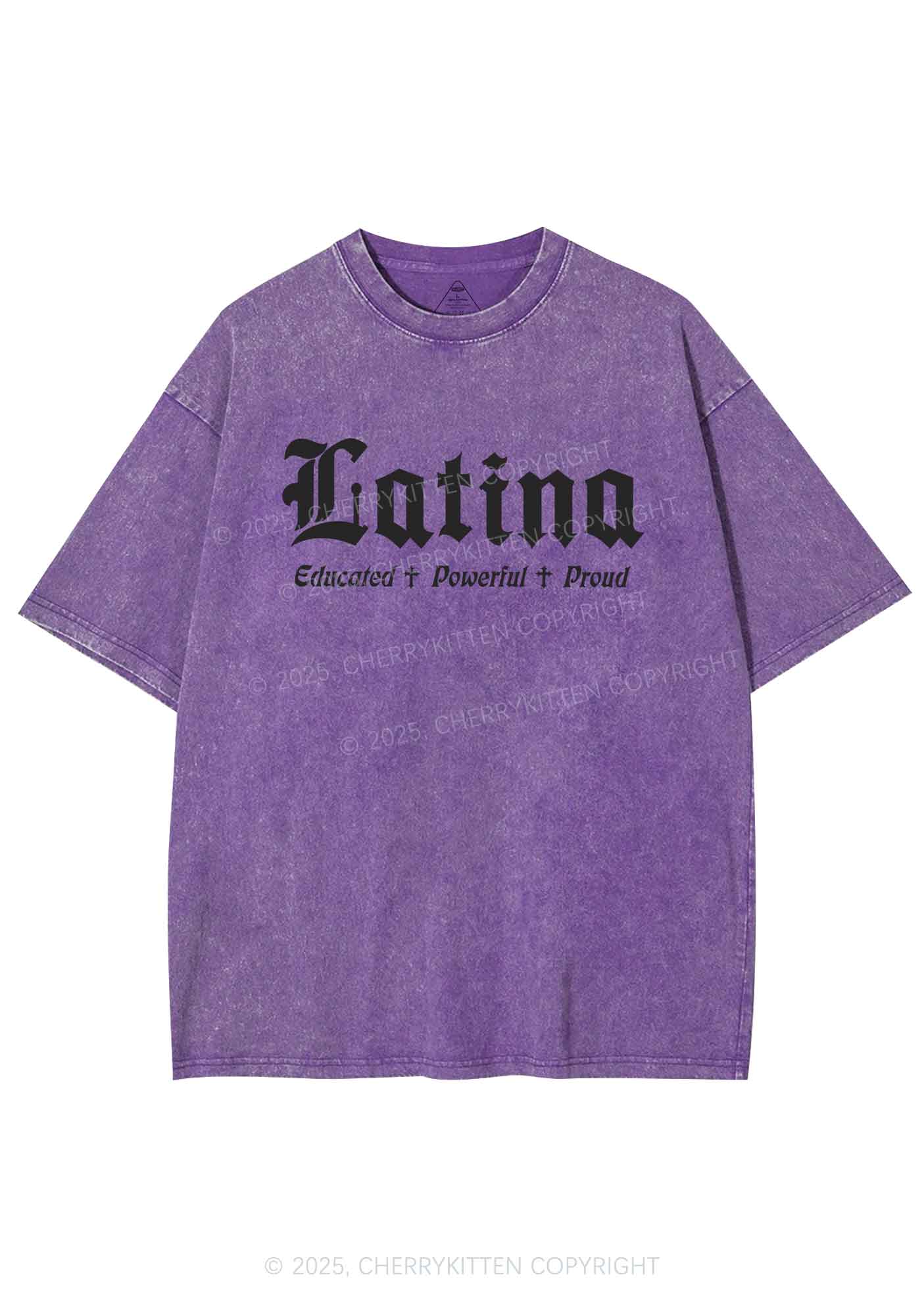 Educated Powerful Proud Latina Y2K Washed Tee Cherrykitten - Image 6