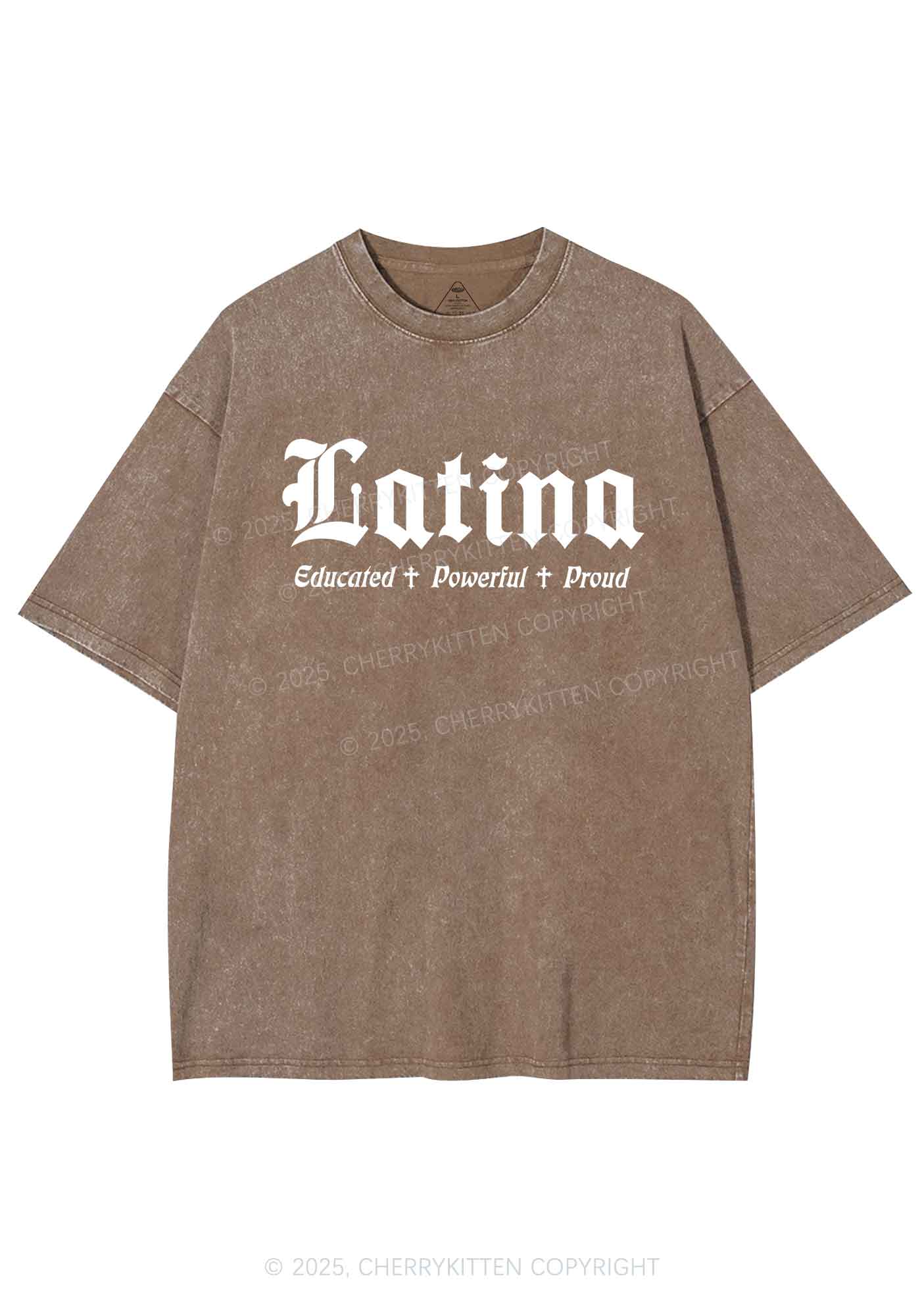 Educated Powerful Proud Latina Y2K Washed Tee Cherrykitten - Image 7
