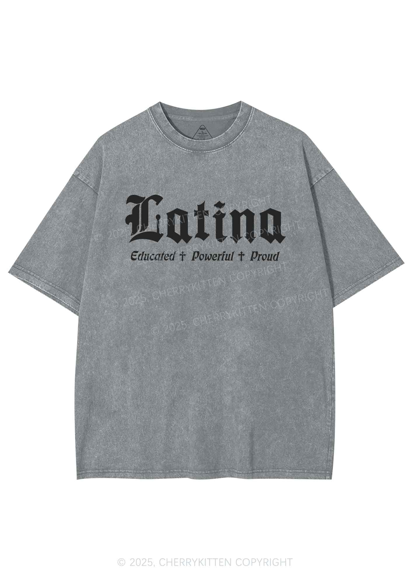 Educated Powerful Proud Latina Y2K Washed Tee Cherrykitten - Image 8