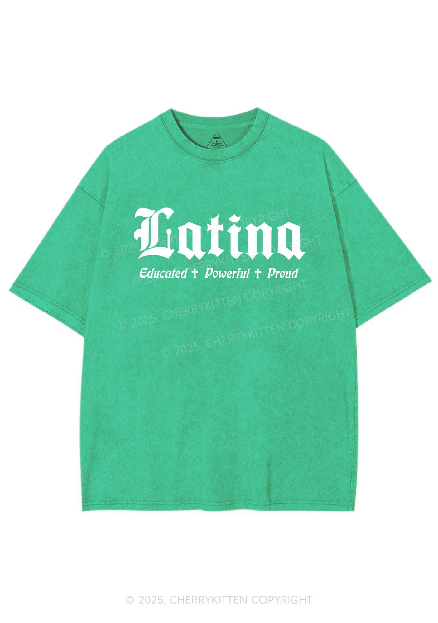 Educated Powerful Proud Latina Y2K Washed Tee Cherrykitten - Image 9