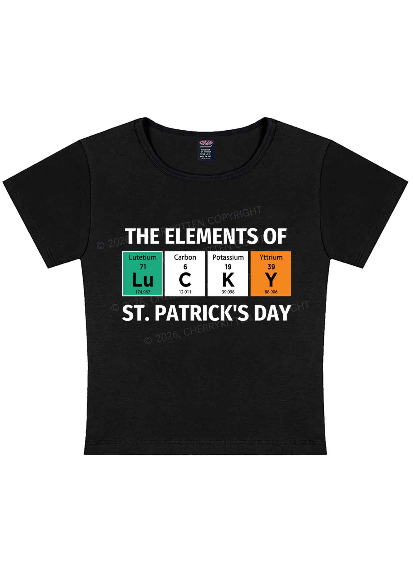Elements Of Lucky St Patricks Y2K Baby Tee Cherrykitten - Image 3