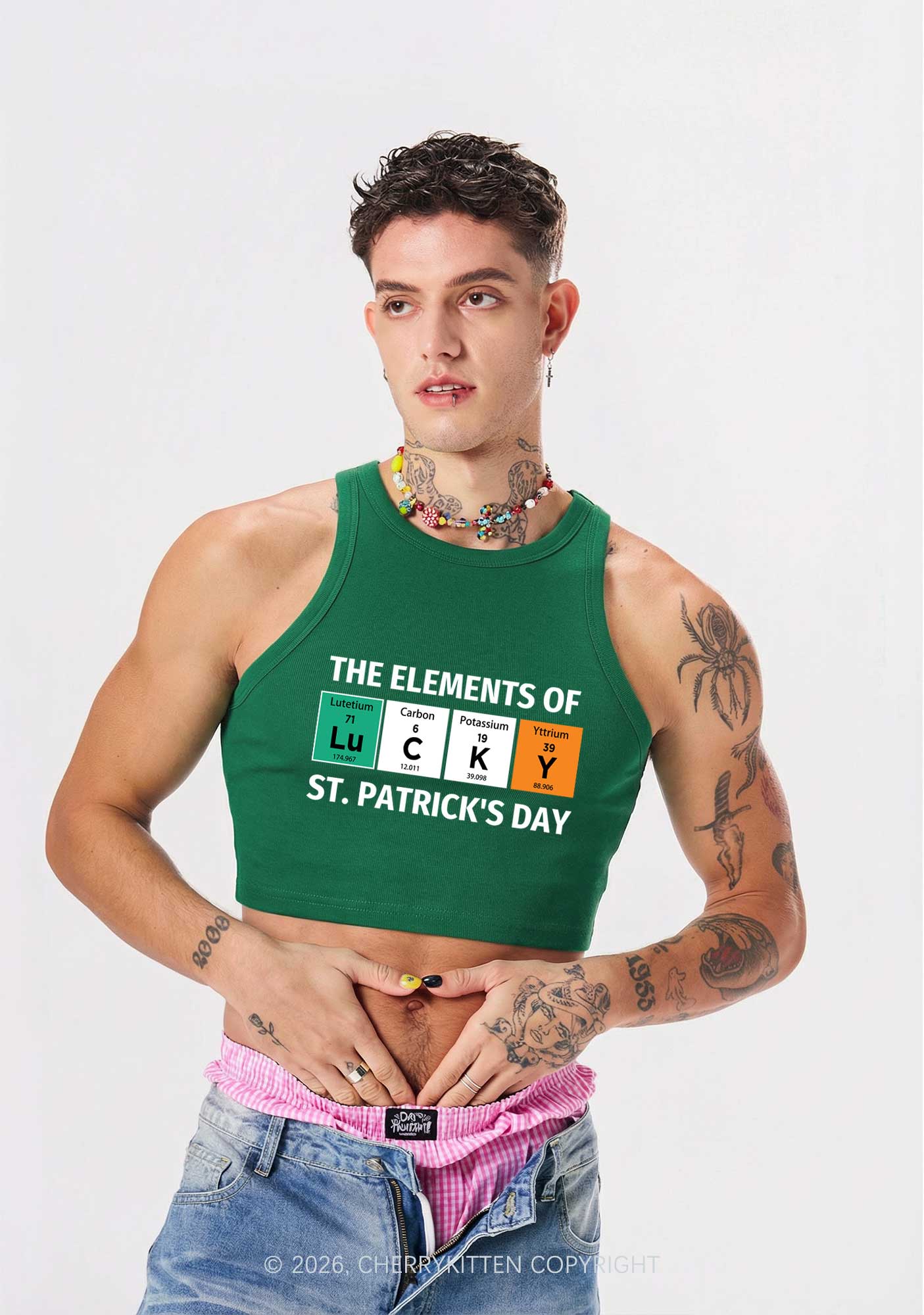 Elements Of Lucky St Patricks Y2K Crop Tank Top Cherrykitten - Image 2