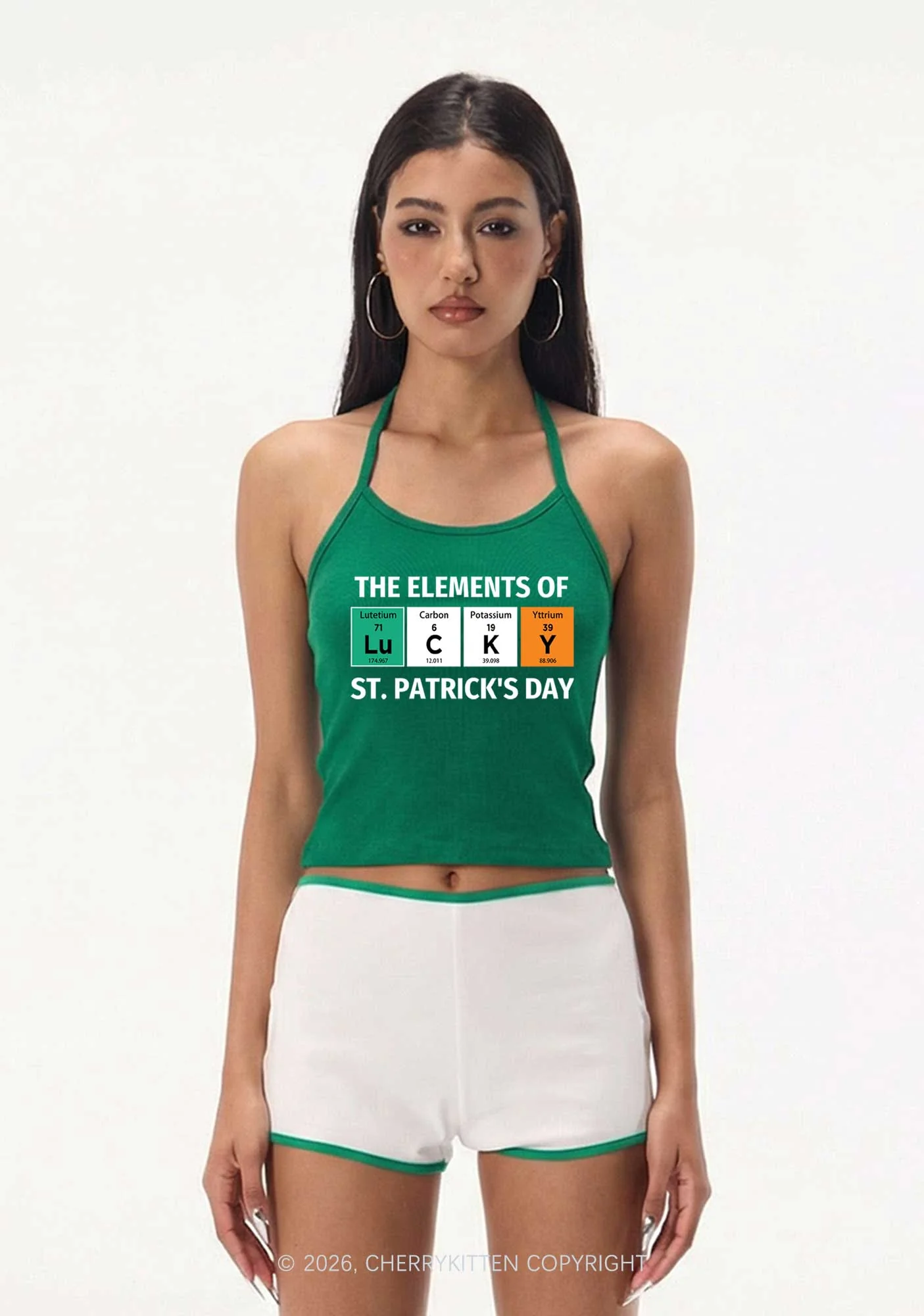 Elements Of Lucky St Patricks Y2K Halter Neck Cami Cherrykitten - Image 2