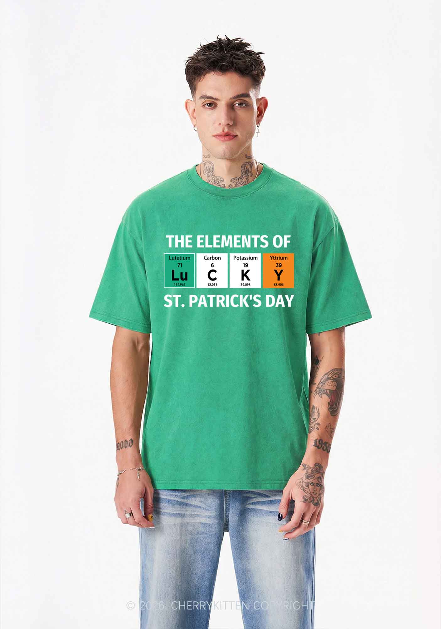 Elements Of Lucky St Patricks Y2K Shirts Washed Tee Cherrykitten - Image 2
