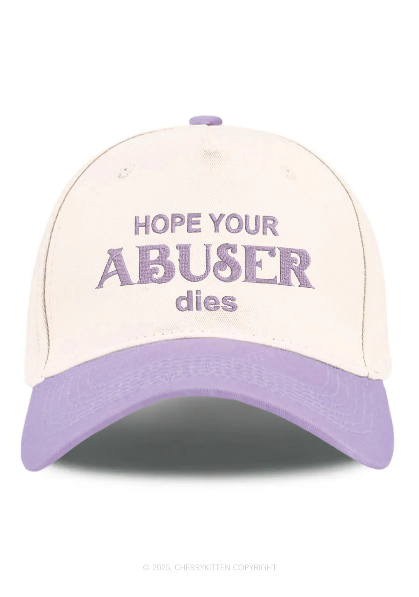 Embroidered Abuser Dies Y2K Color Block Baseball Cap Cherrykitten - Image 4