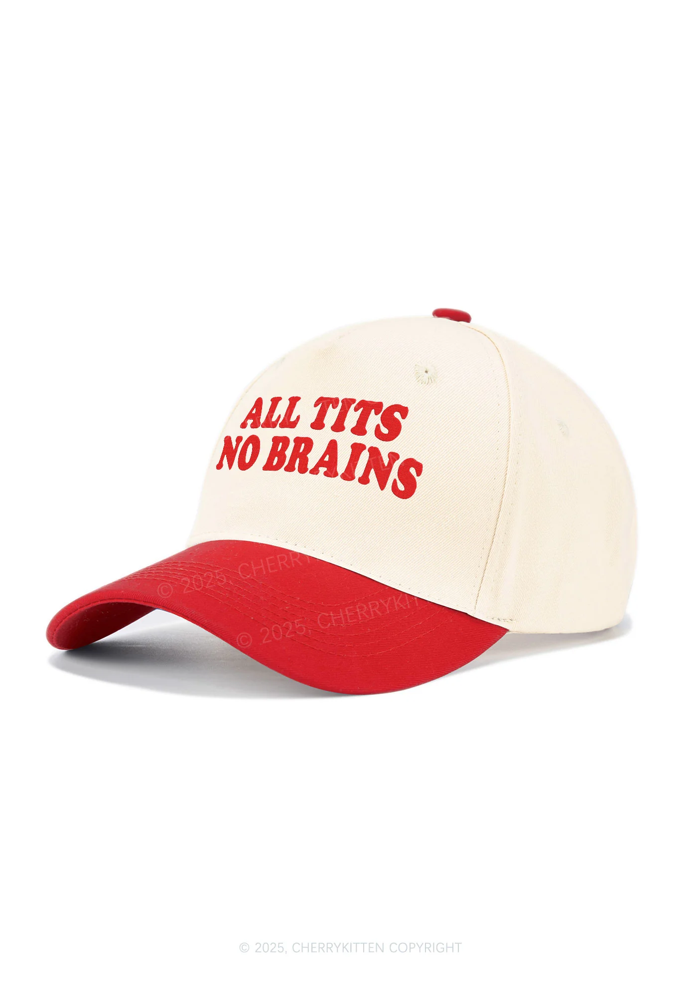 Embroidered All Txts No Brains Y2K Color Block Baseball Cap Cherrykitten - Image 2