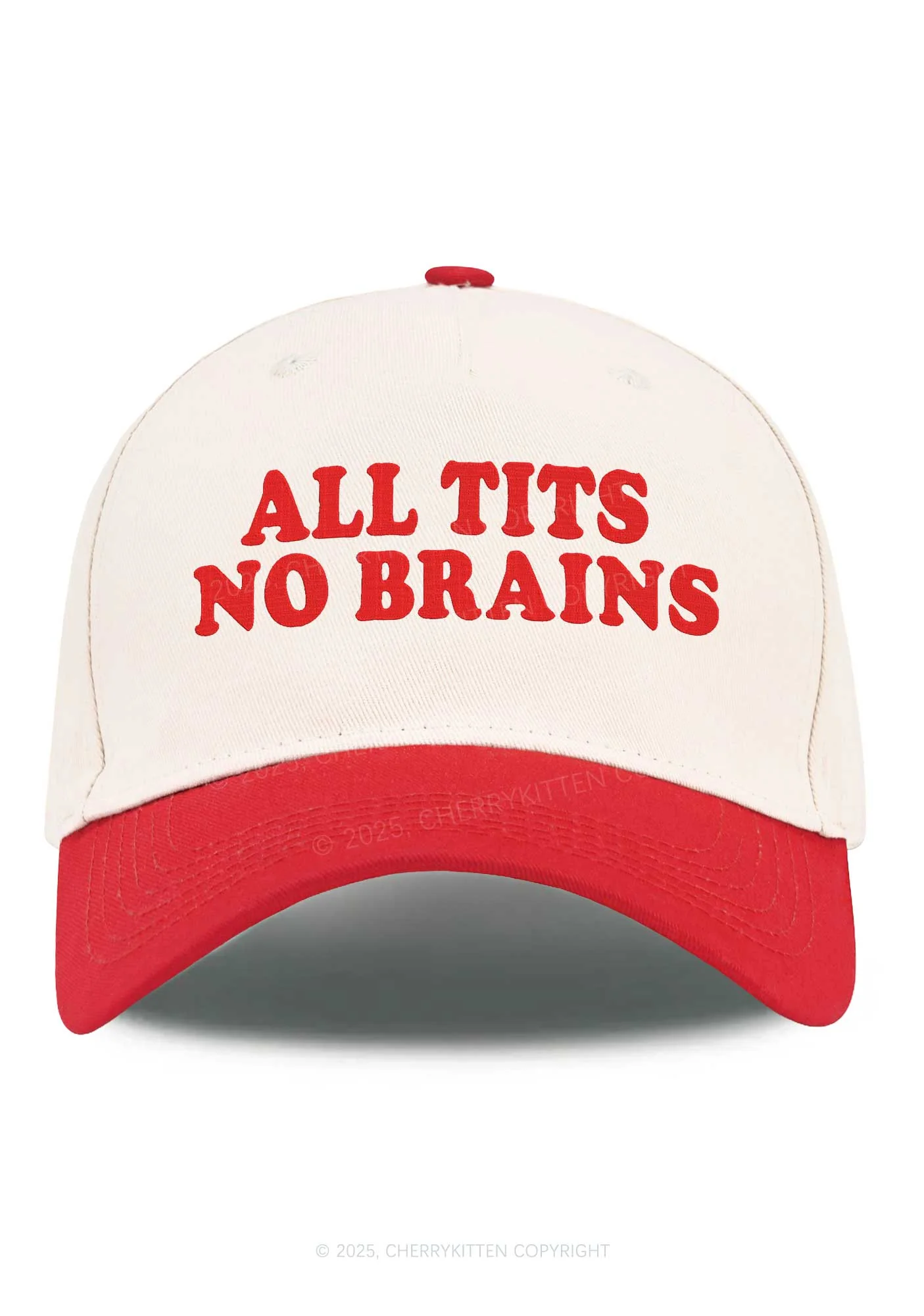 Embroidered All Txts No Brains Y2K Color Block Baseball Cap Cherrykitten - Image 4