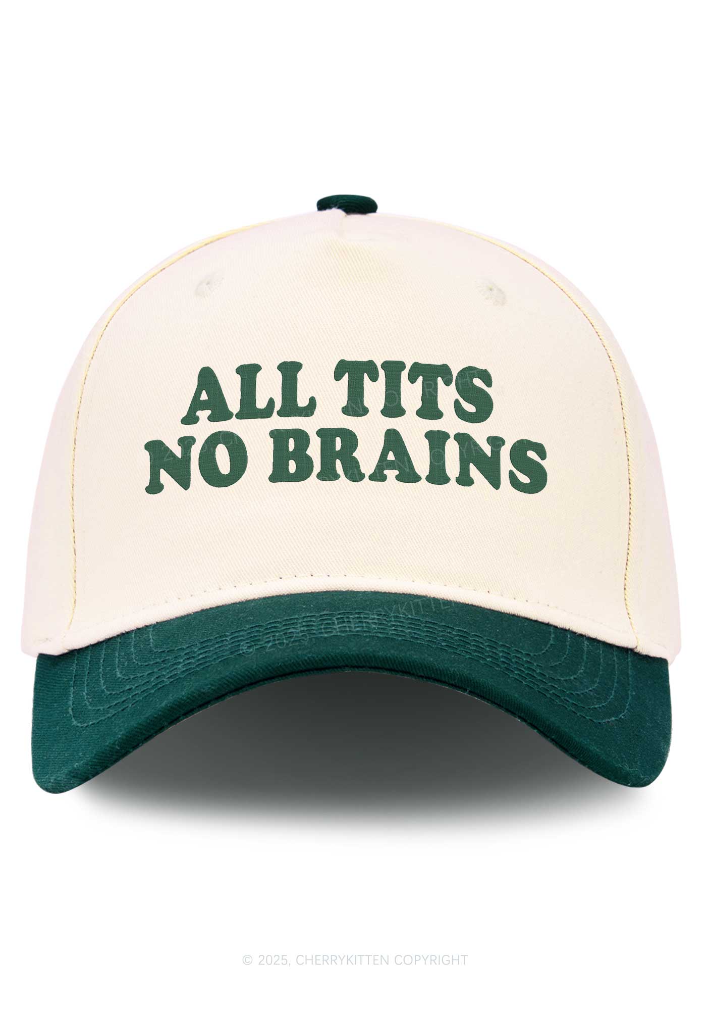 Embroidered All Txts No Brains Y2K Color Block Baseball Cap Cherrykitten - Image 5