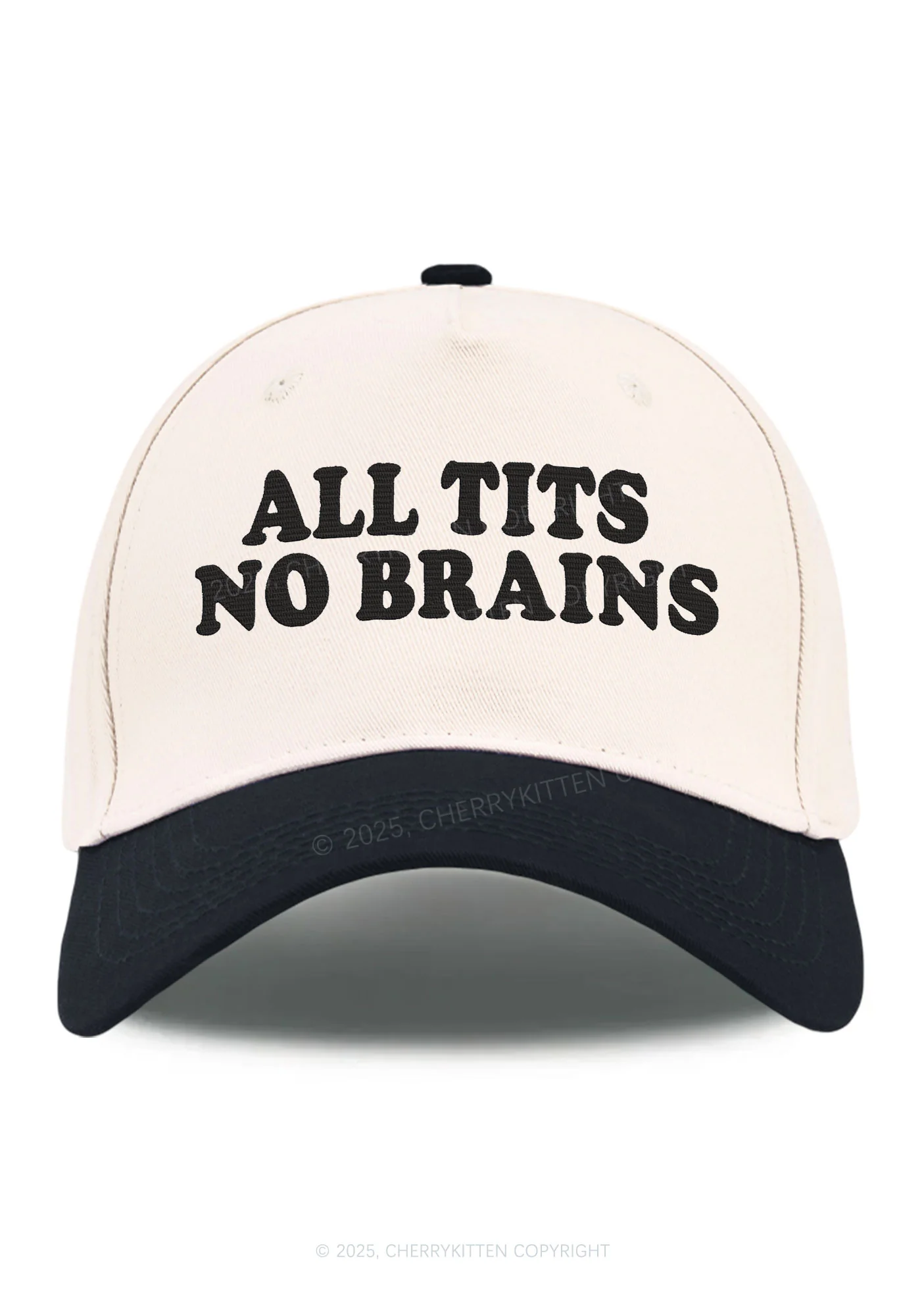 Embroidered All Txts No Brains Y2K Color Block Baseball Cap Cherrykitten - Image 6