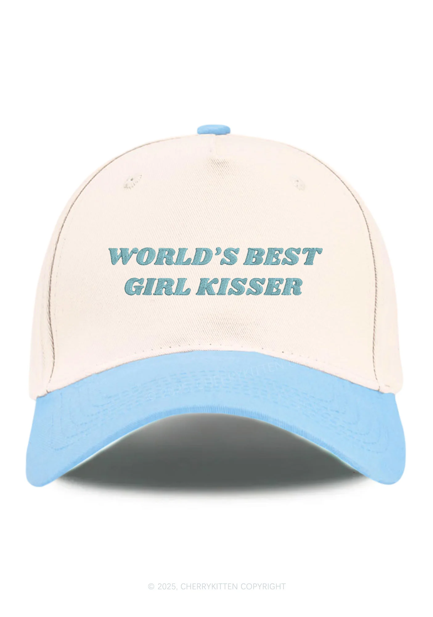 Embroidered Best Girl Kisser Pride Y2K Color Block Baseball Cap Cherrykitten - Image 10
