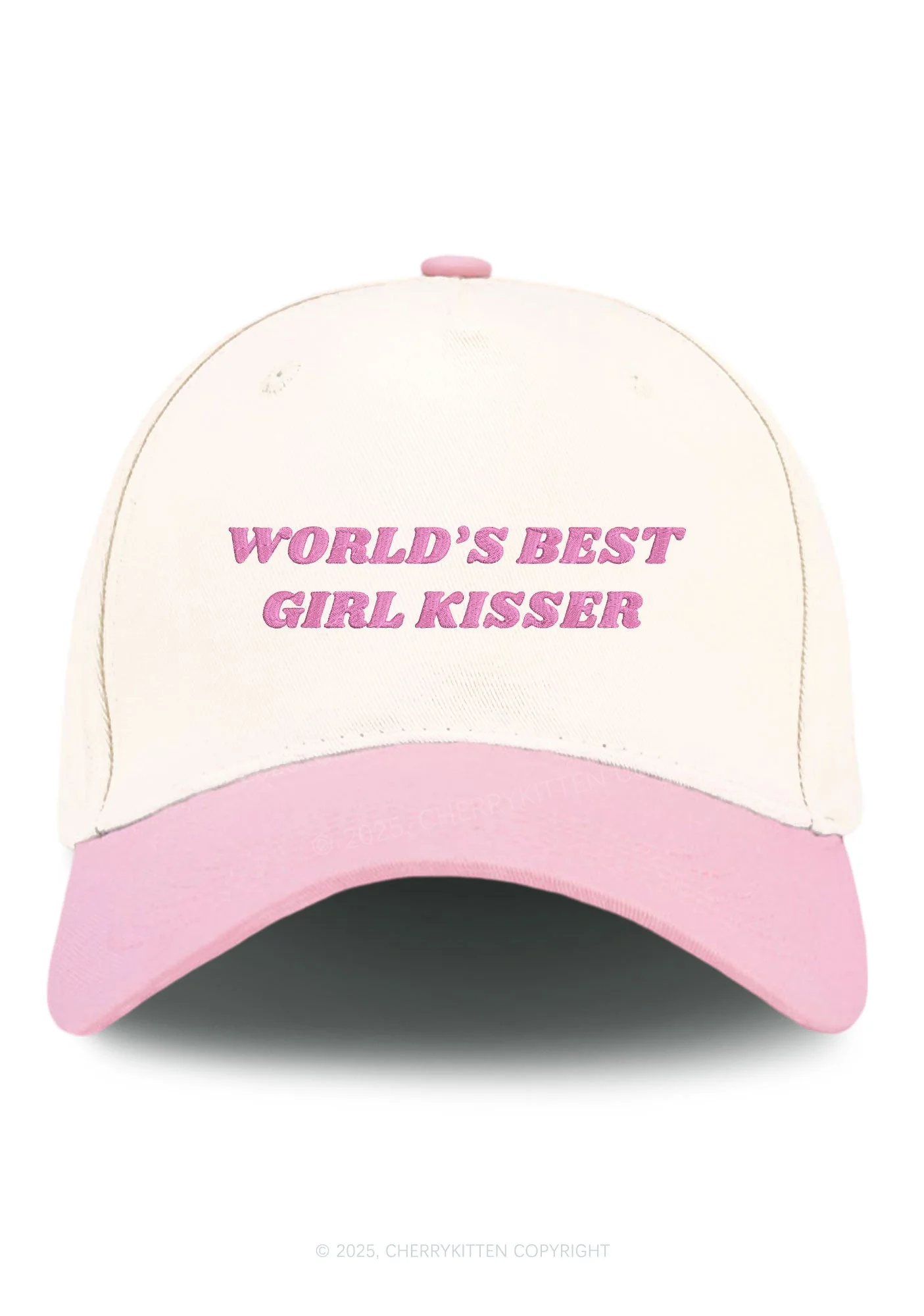 Embroidered Best Girl Kisser Pride Y2K Color Block Baseball Cap Cherrykitten - Image 12