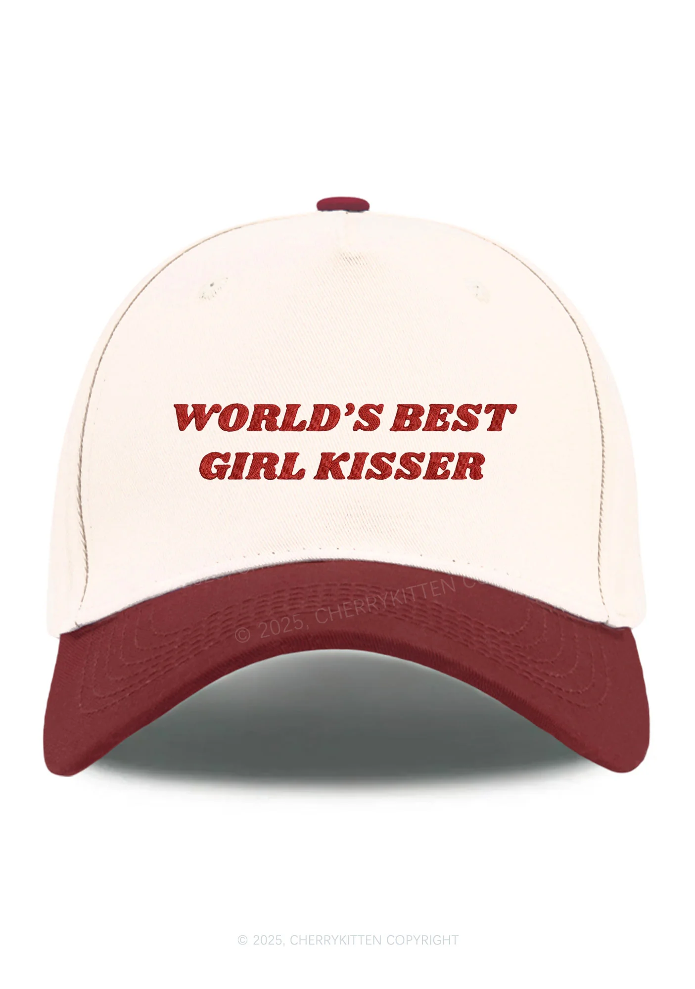 Embroidered Best Girl Kisser Pride Y2K Color Block Baseball Cap Cherrykitten - Image 3