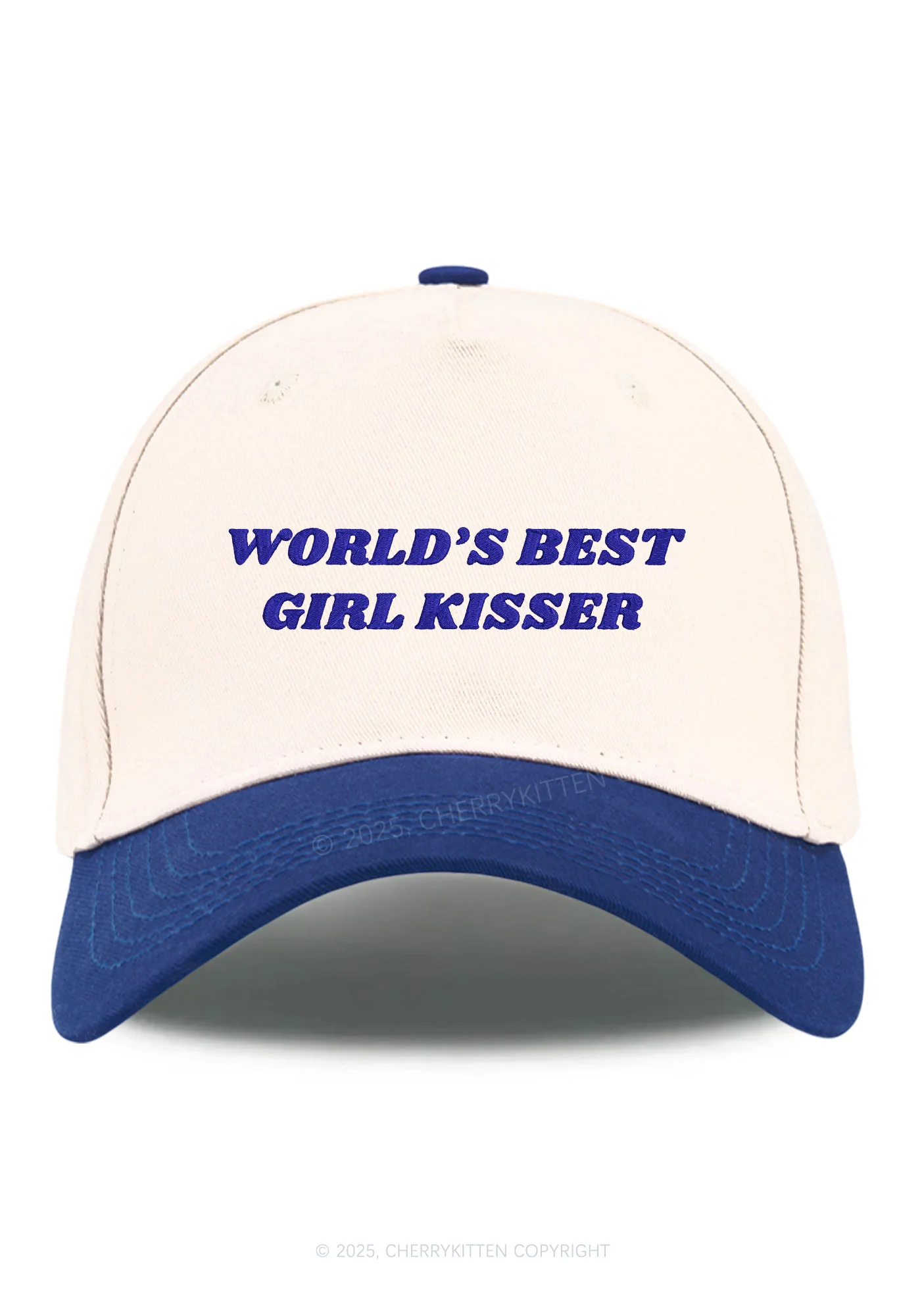 Embroidered Best Girl Kisser Pride Y2K Color Block Baseball Cap Cherrykitten - Image 5