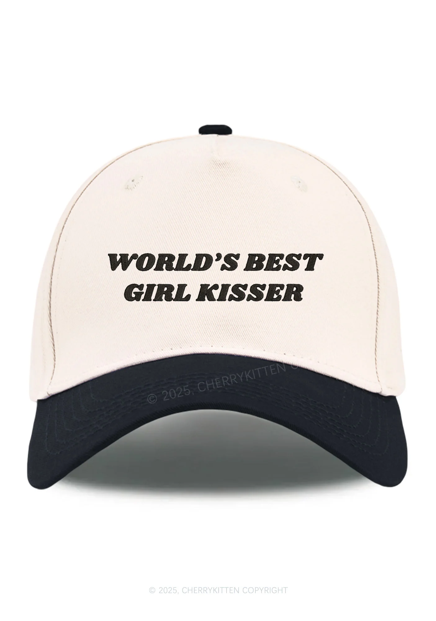 Embroidered Best Girl Kisser Pride Y2K Color Block Baseball Cap Cherrykitten - Image 8