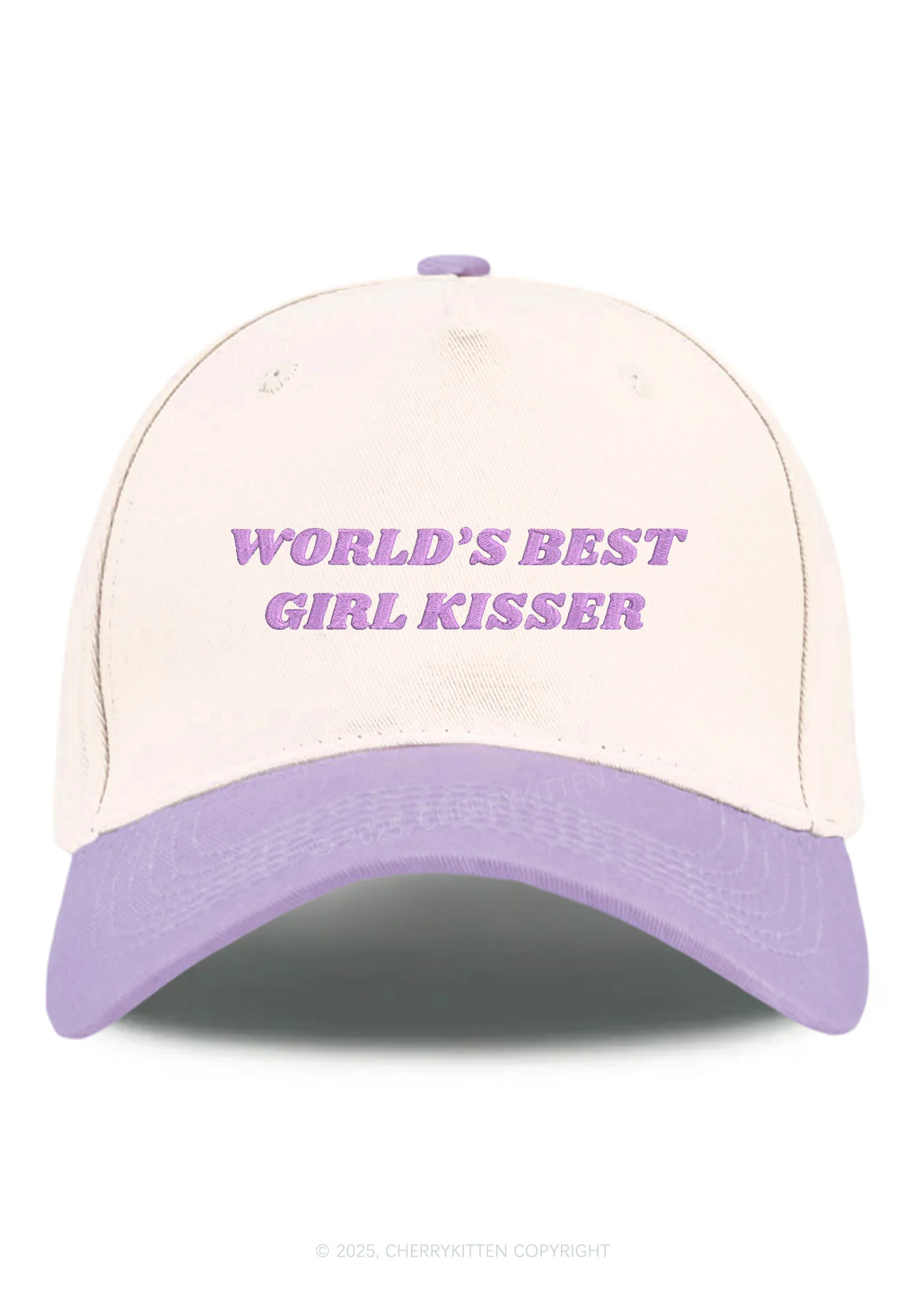 Embroidered Best Girl Kisser Pride Y2K Color Block Baseball Cap Cherrykitten - Image 9