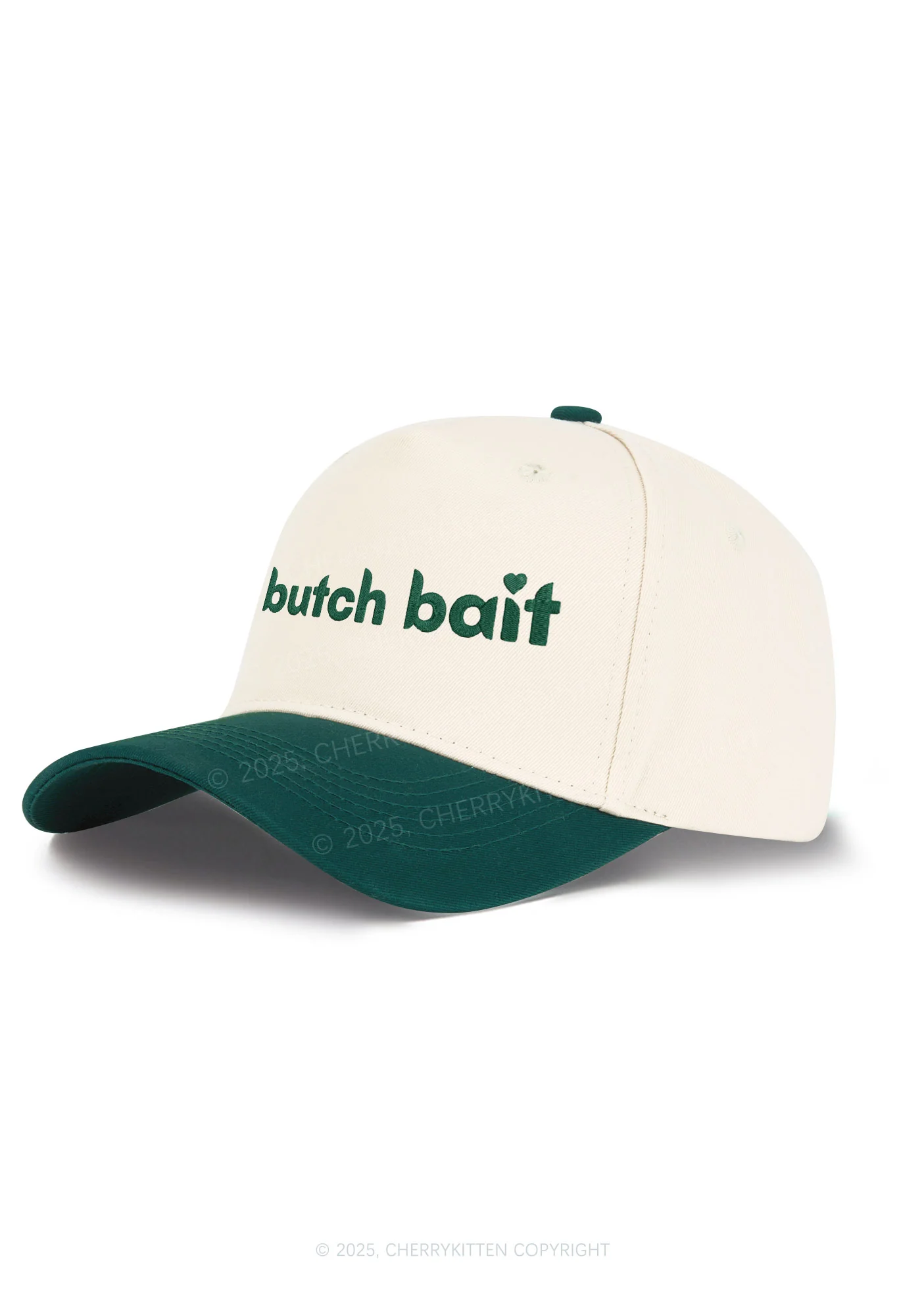 Embroidered Butch Bait Heart Pride Y2K Color Block Baseball Cap Cherrykitten - Image 2
