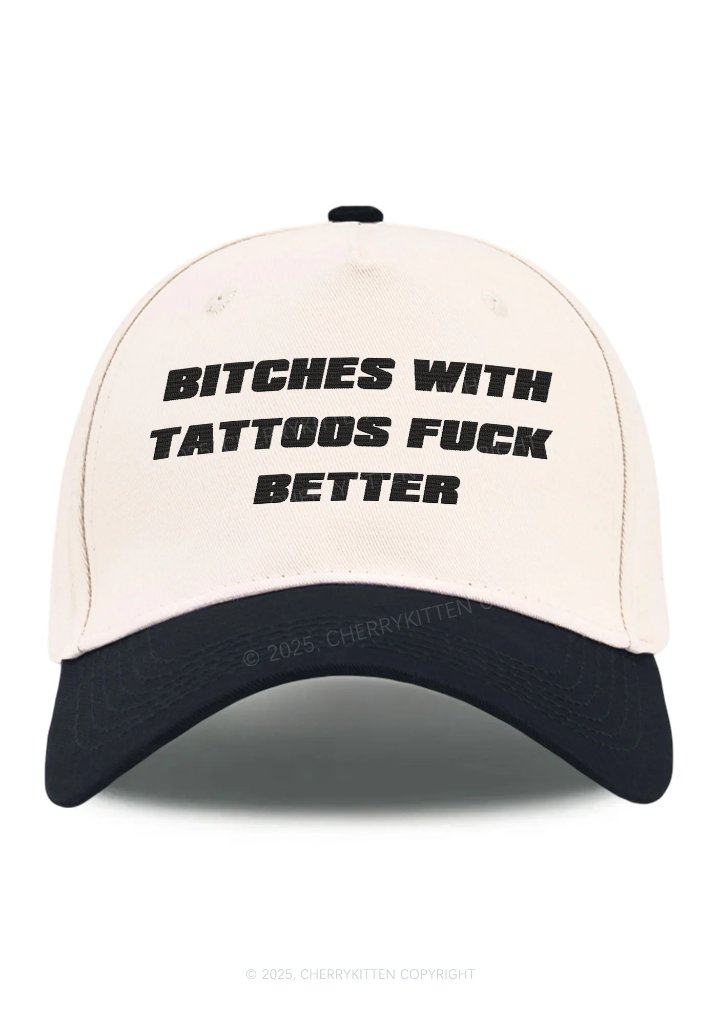 Embroidered Bxxches With Tattoos Fxxk Better Y2K Color Block Baseball Cap Cherrykitten - Image 4