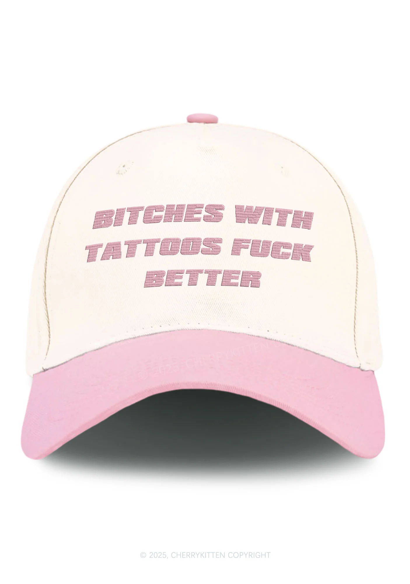 Embroidered Bxxches With Tattoos Fxxk Better Y2K Color Block Baseball Cap Cherrykitten - Image 6
