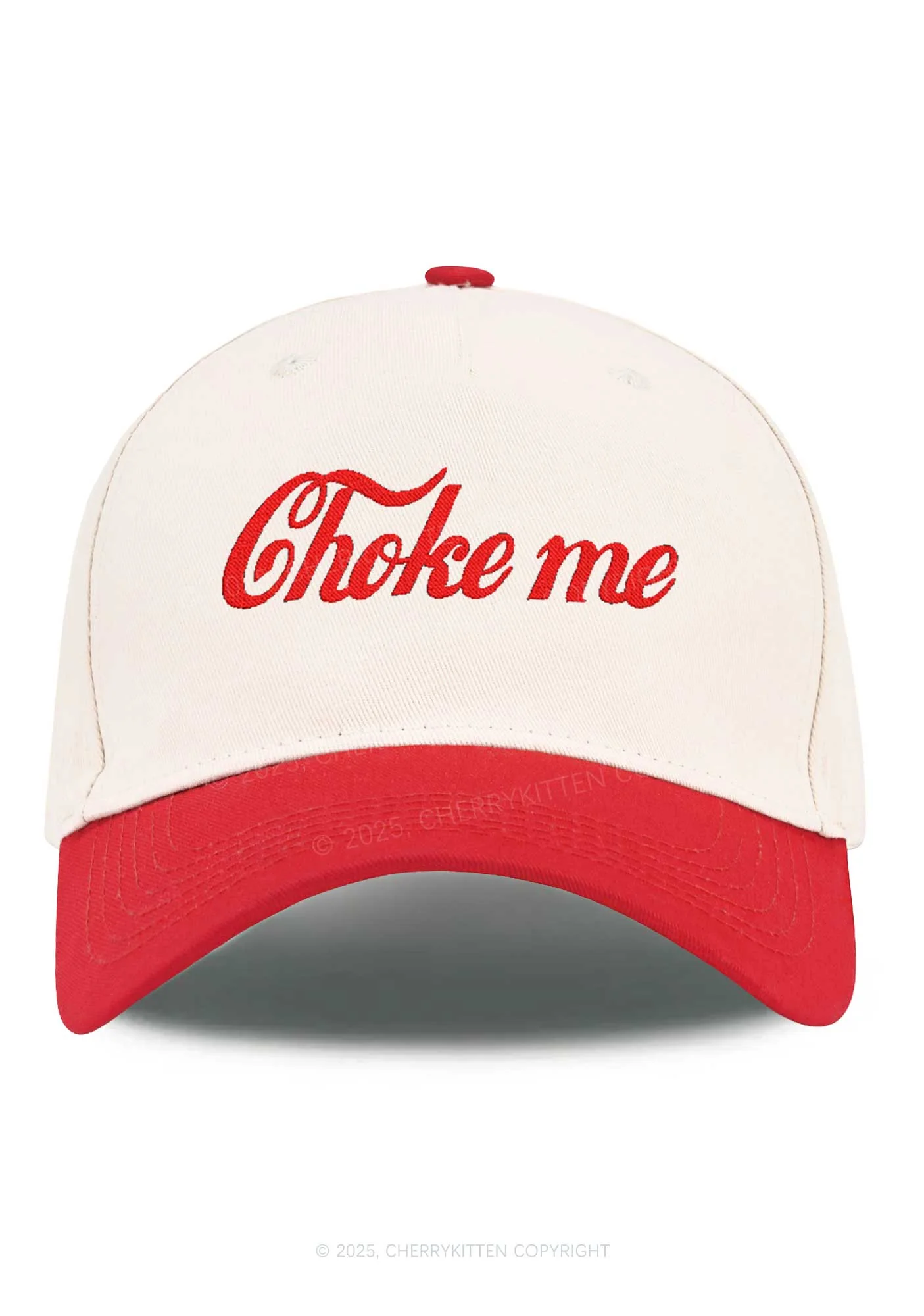 Embroidered Choke Me Y2K Color Block Baseball Cap Cherrykitten - Image 4