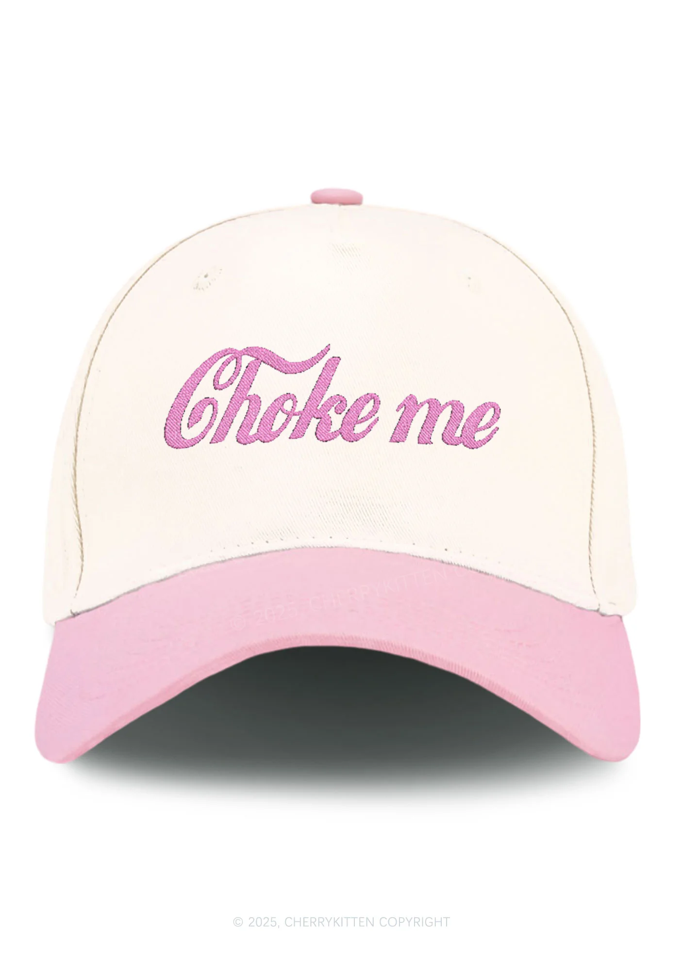 Embroidered Choke Me Y2K Color Block Baseball Cap Cherrykitten - Image 5