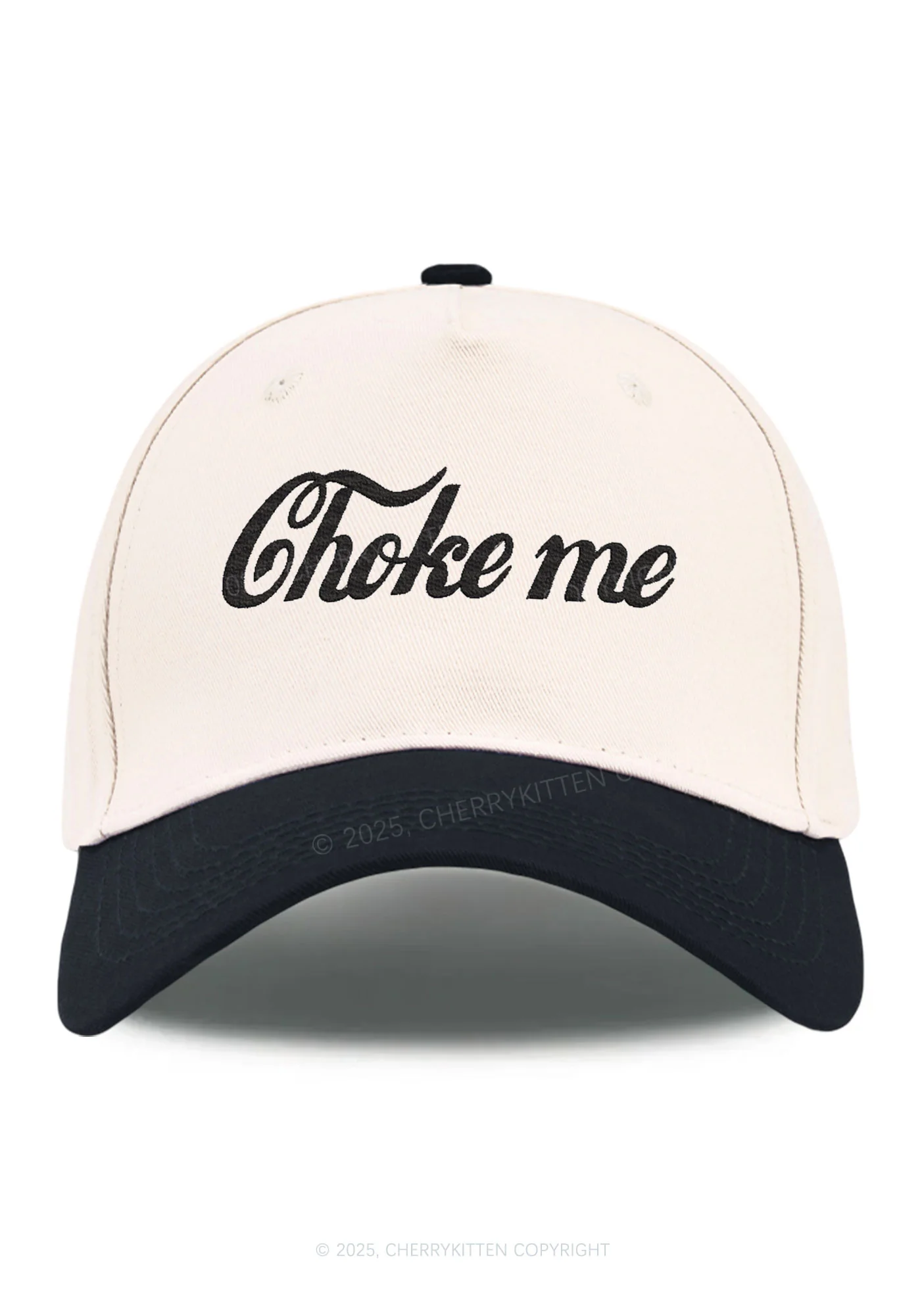 Embroidered Choke Me Y2K Color Block Baseball Cap Cherrykitten - Image 6