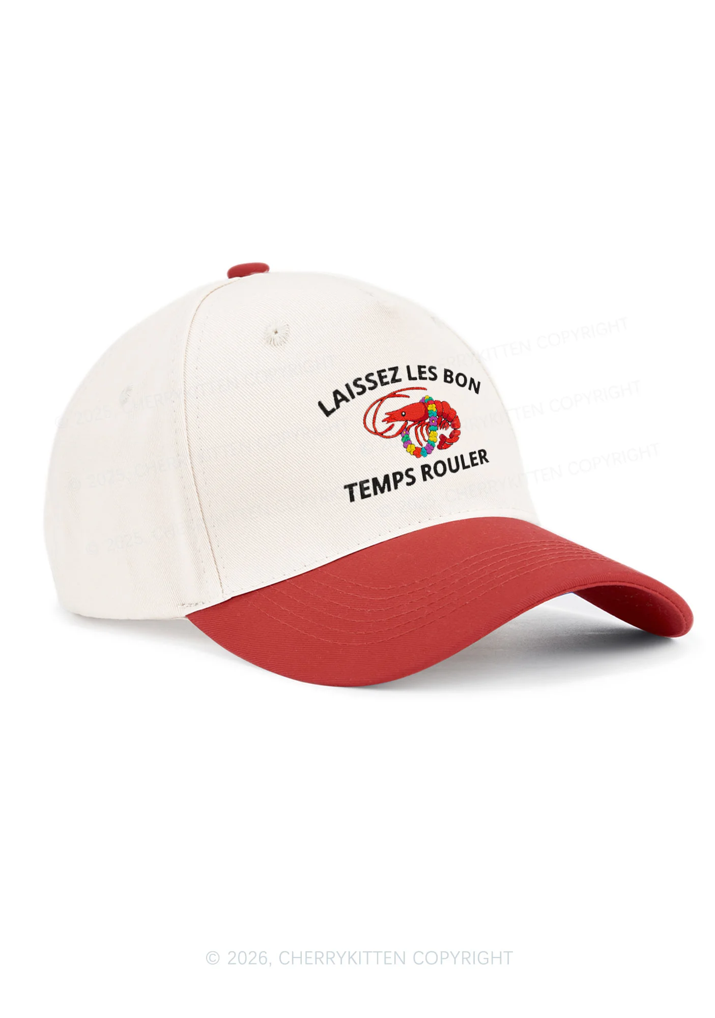 Embroidered Crawfish Y2K Color Block Baseball Cap Cherrykitten - Image 3