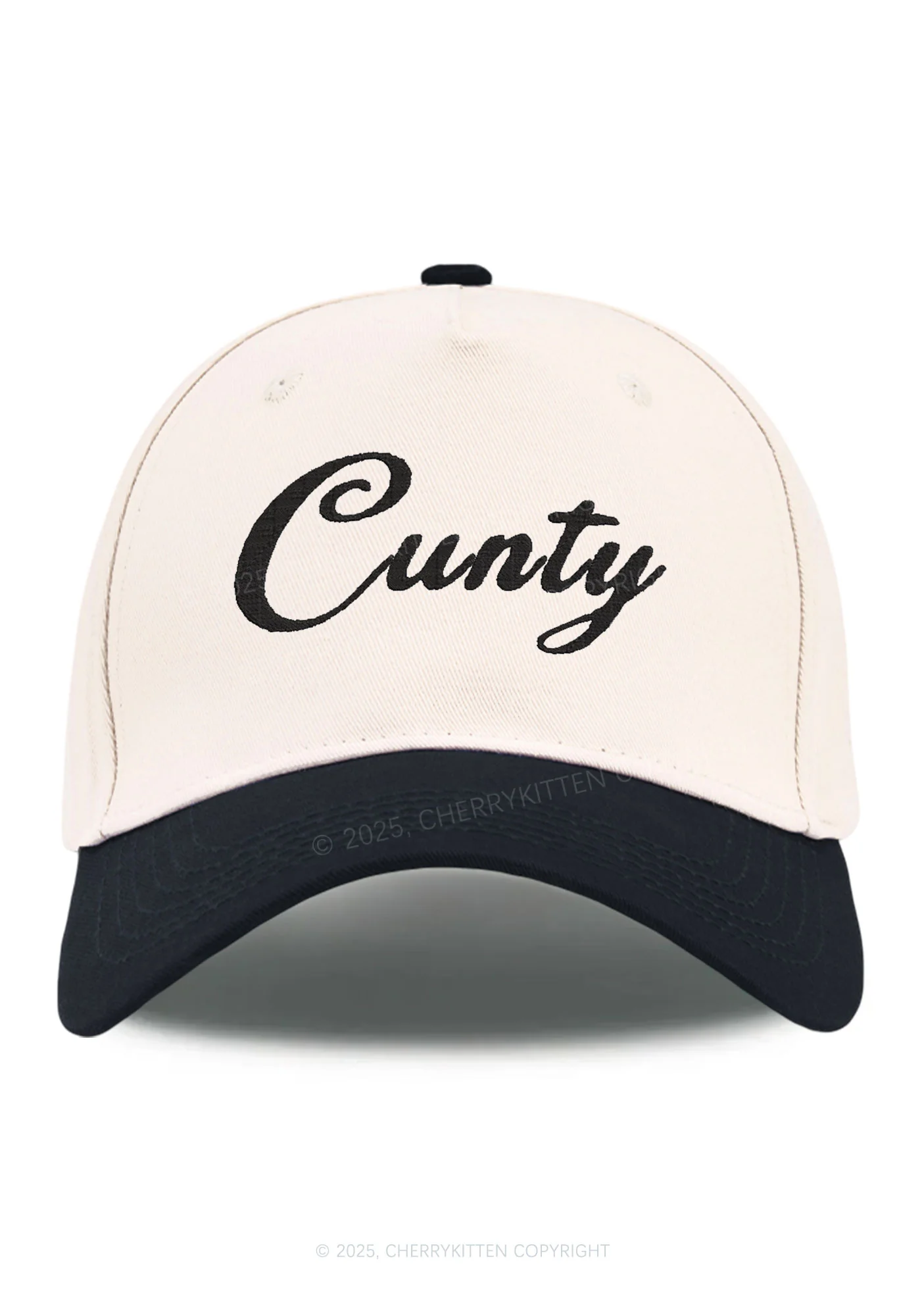 Embroidered Cunty Y2K Color Block Baseball Cap Cherrykitten - Image 4