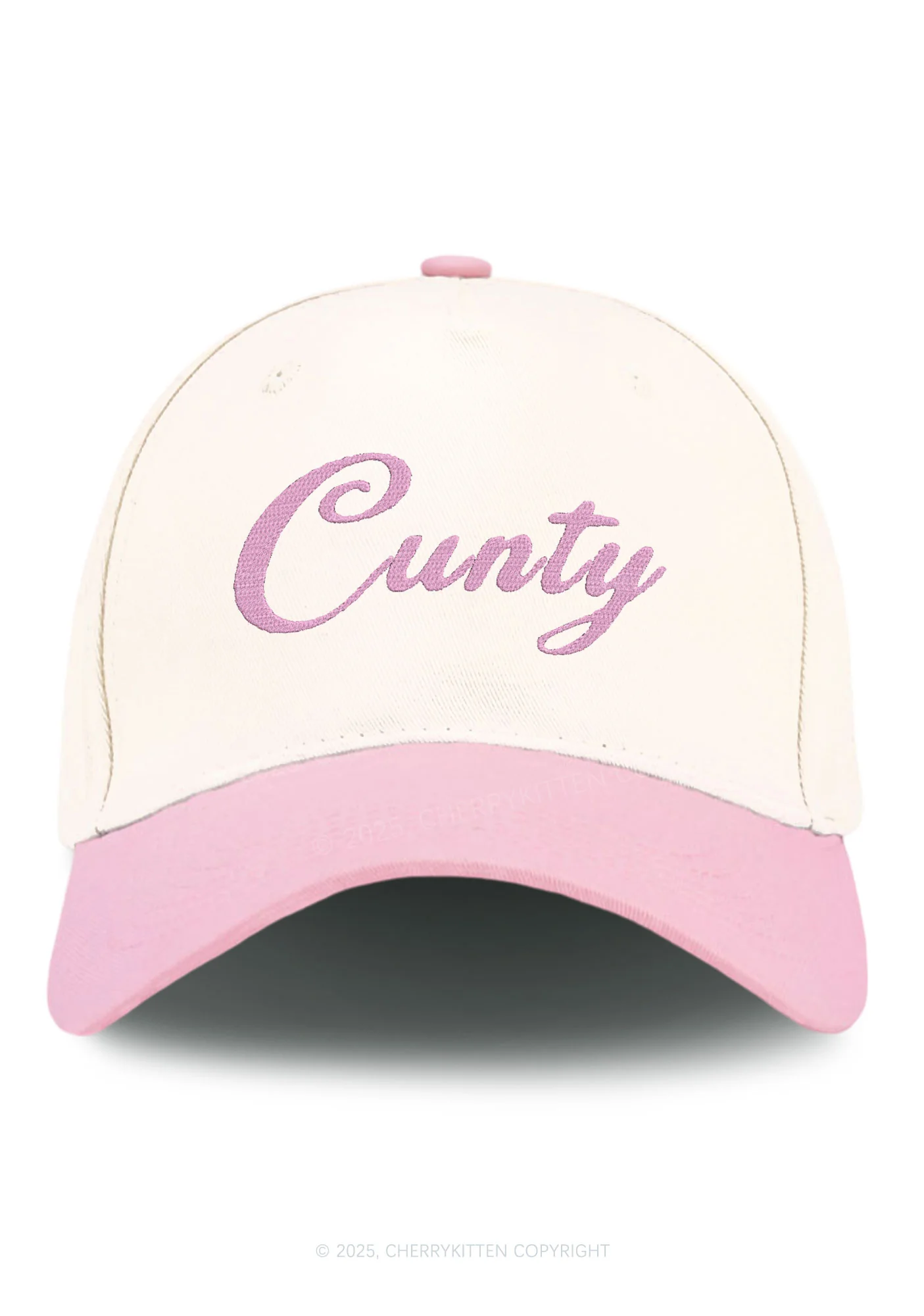 Embroidered Cunty Y2K Color Block Baseball Cap Cherrykitten - Image 5