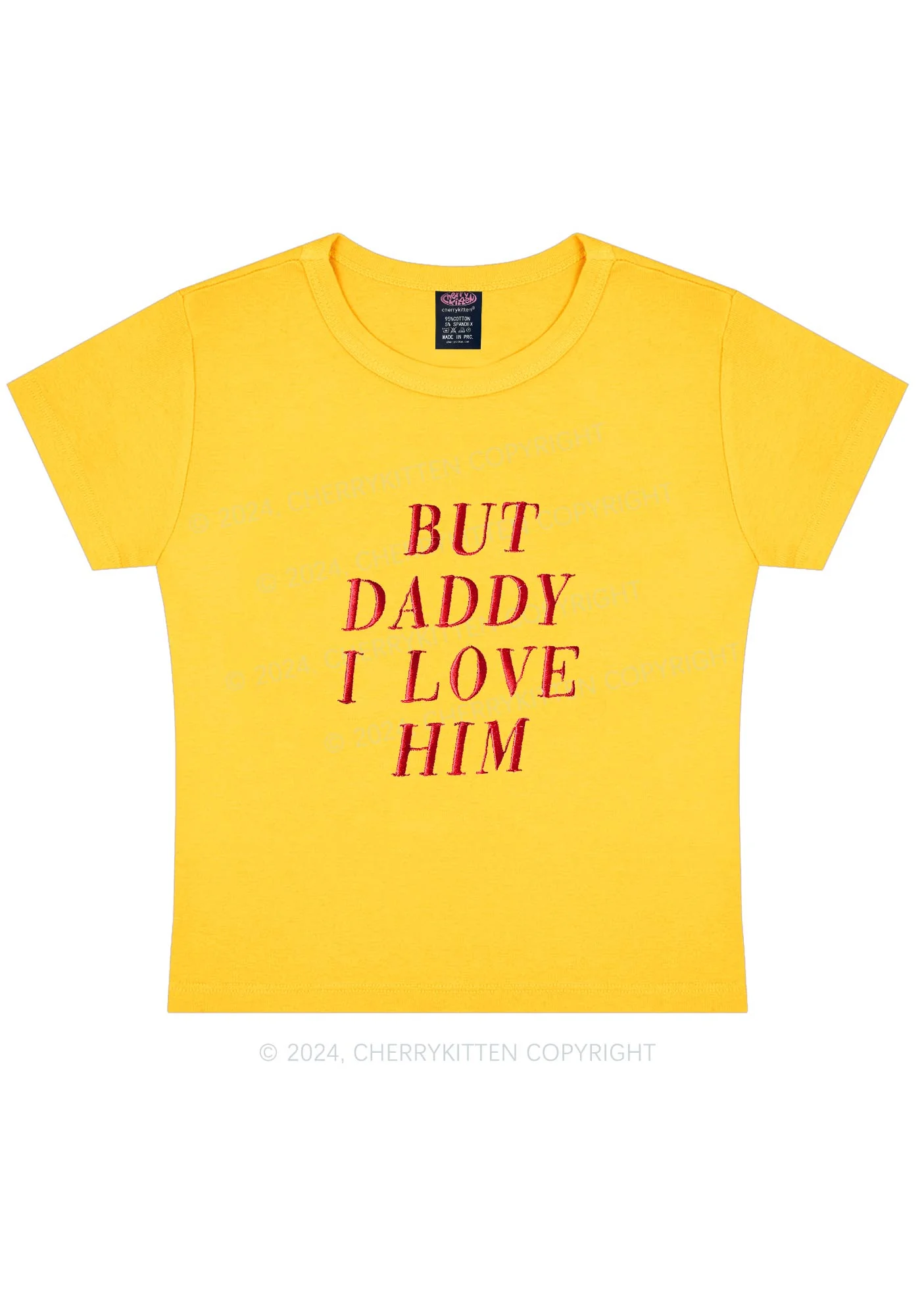 Embroidered Daddy I Love Him Y2K Baby Tee Cherrykitten - Image 3