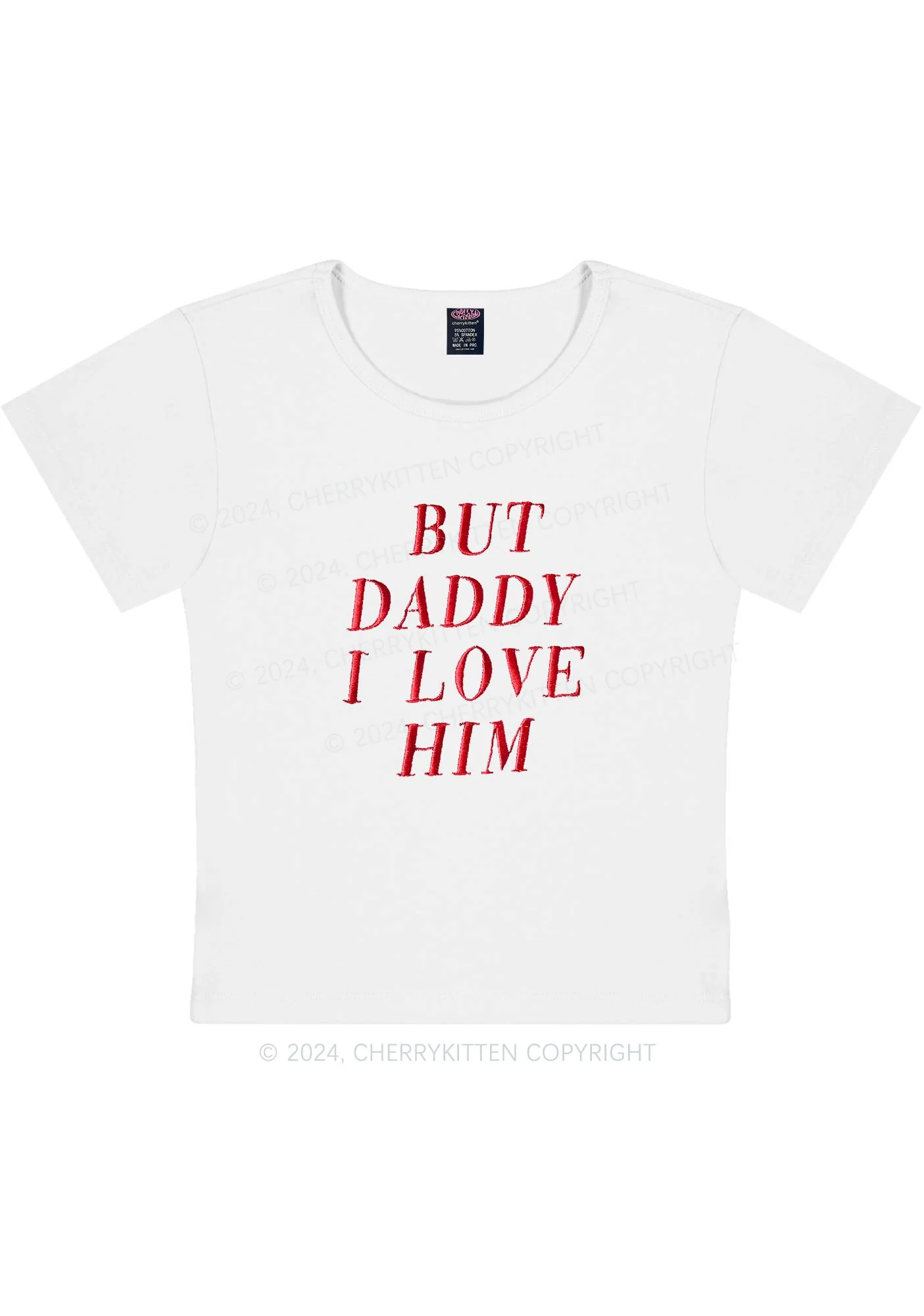 Embroidered Daddy I Love Him Y2K Baby Tee Cherrykitten - Image 4