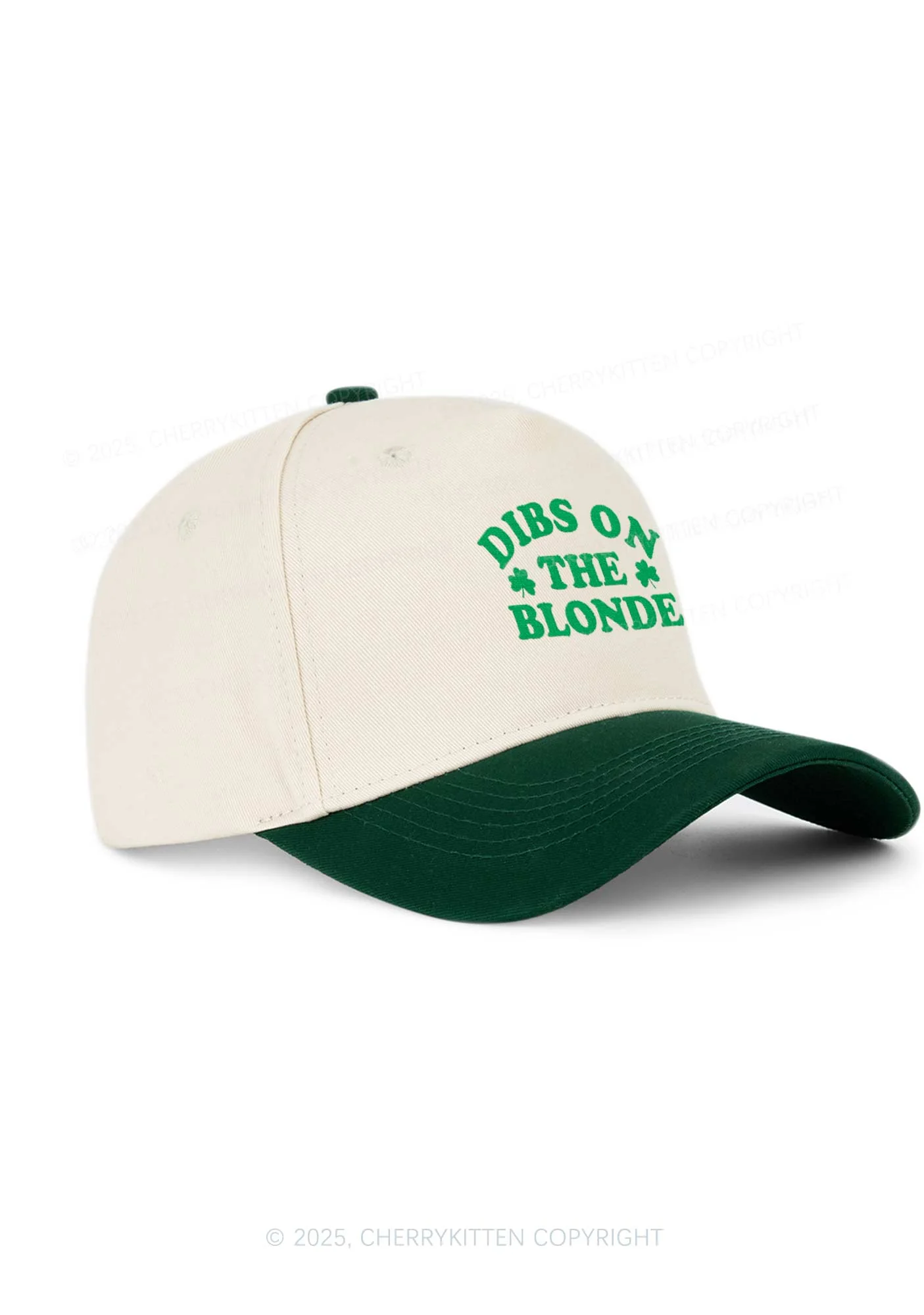 Embroidered Dibs On The Blonde St Patricks Y2K Color Block Baseball Cap Cherrykitten - Image 2
