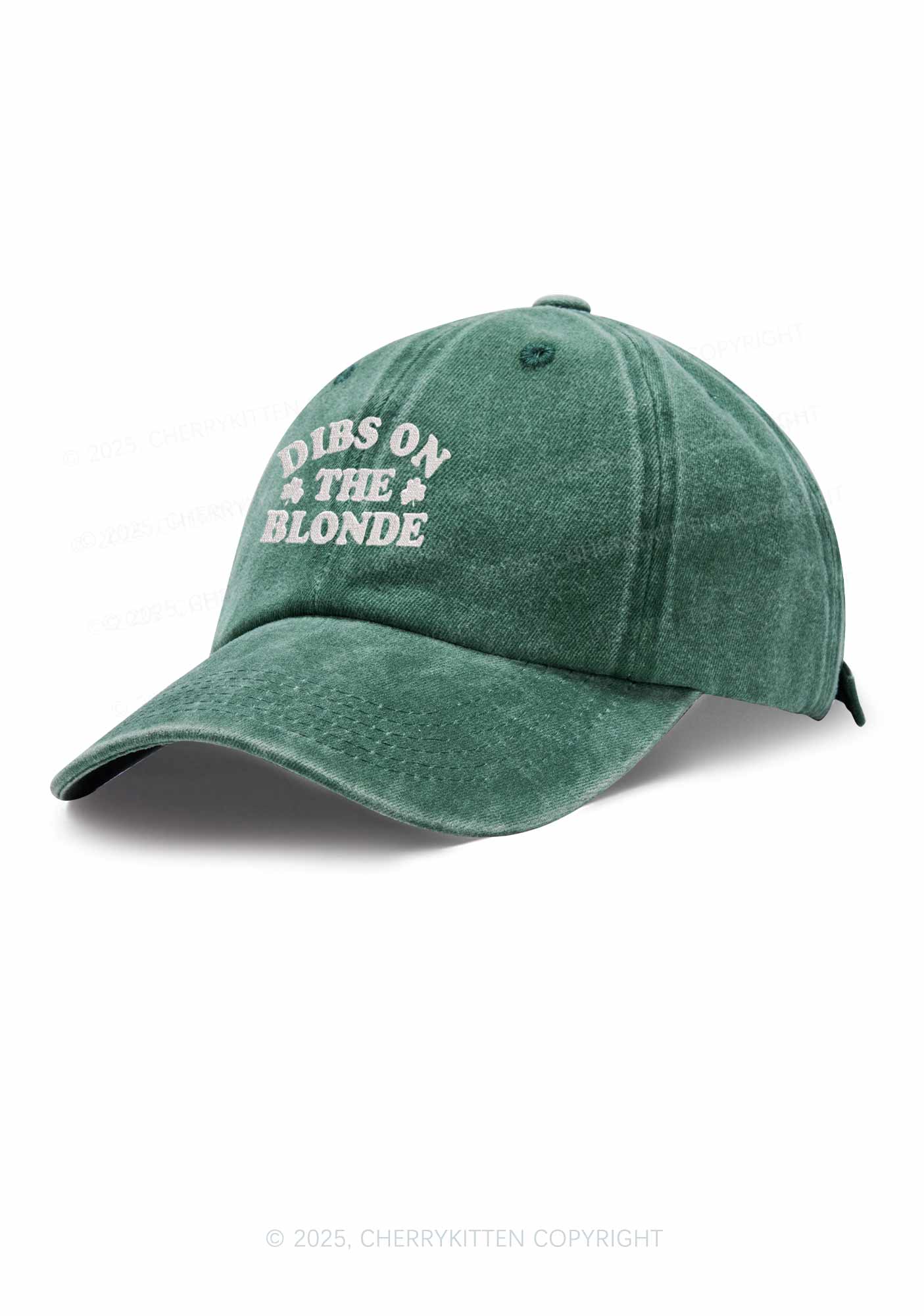 Embroidered Dibs On The Blonde St Patricks Y2K Washed Baseball Cap Cherrykitten - Image 2